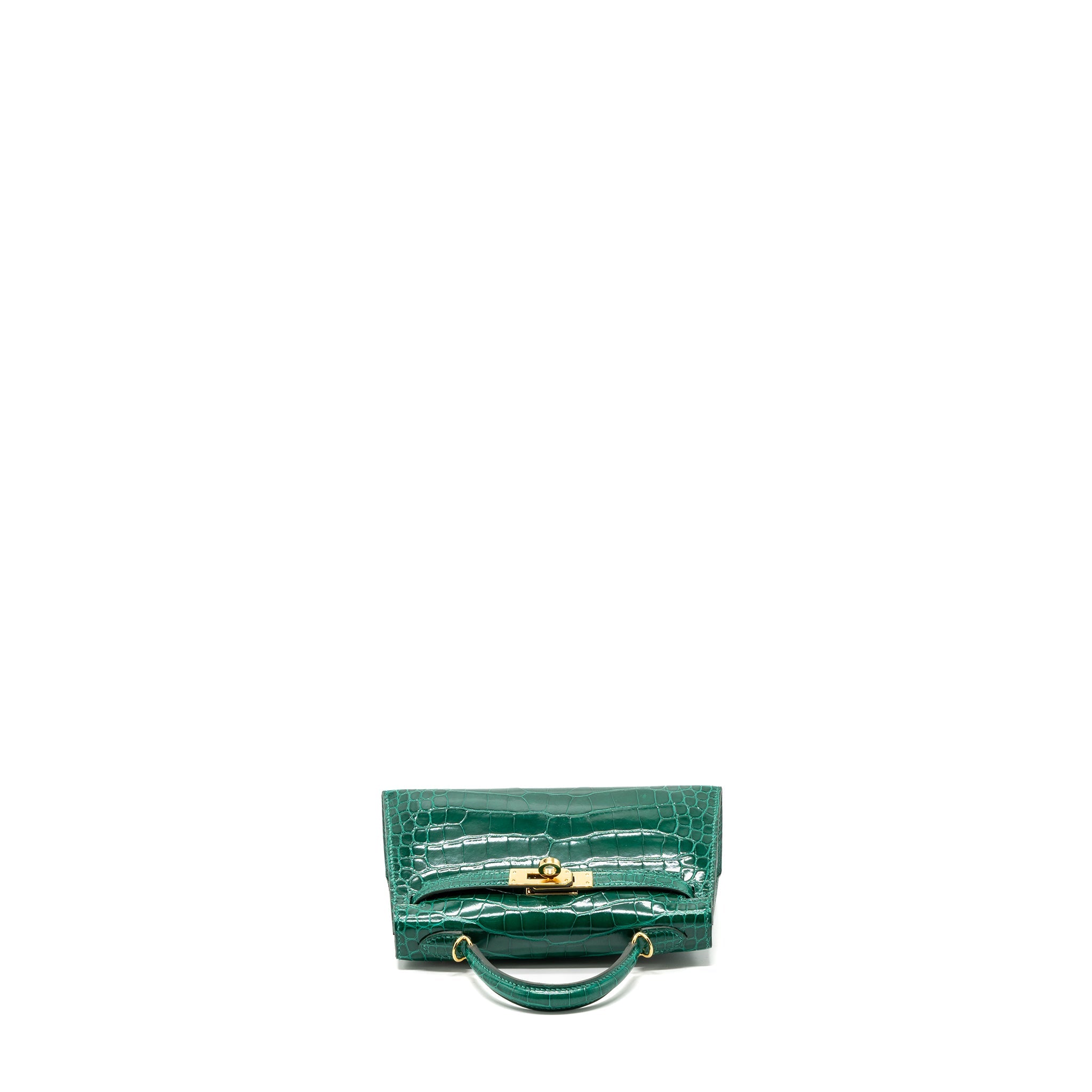 HERMES MINI KELLY II ALLIGATOR MISSISSIPPIENSIS LISSE 6Q VERT EMERAUDE GHW