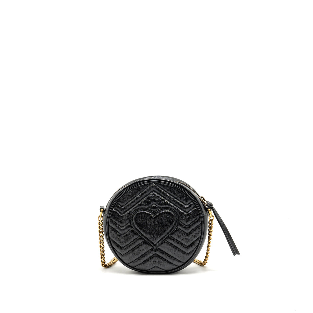 GUCCI GG MARMONT ROUND CROSSBODY BAG CALFSKIN BLACK GHW