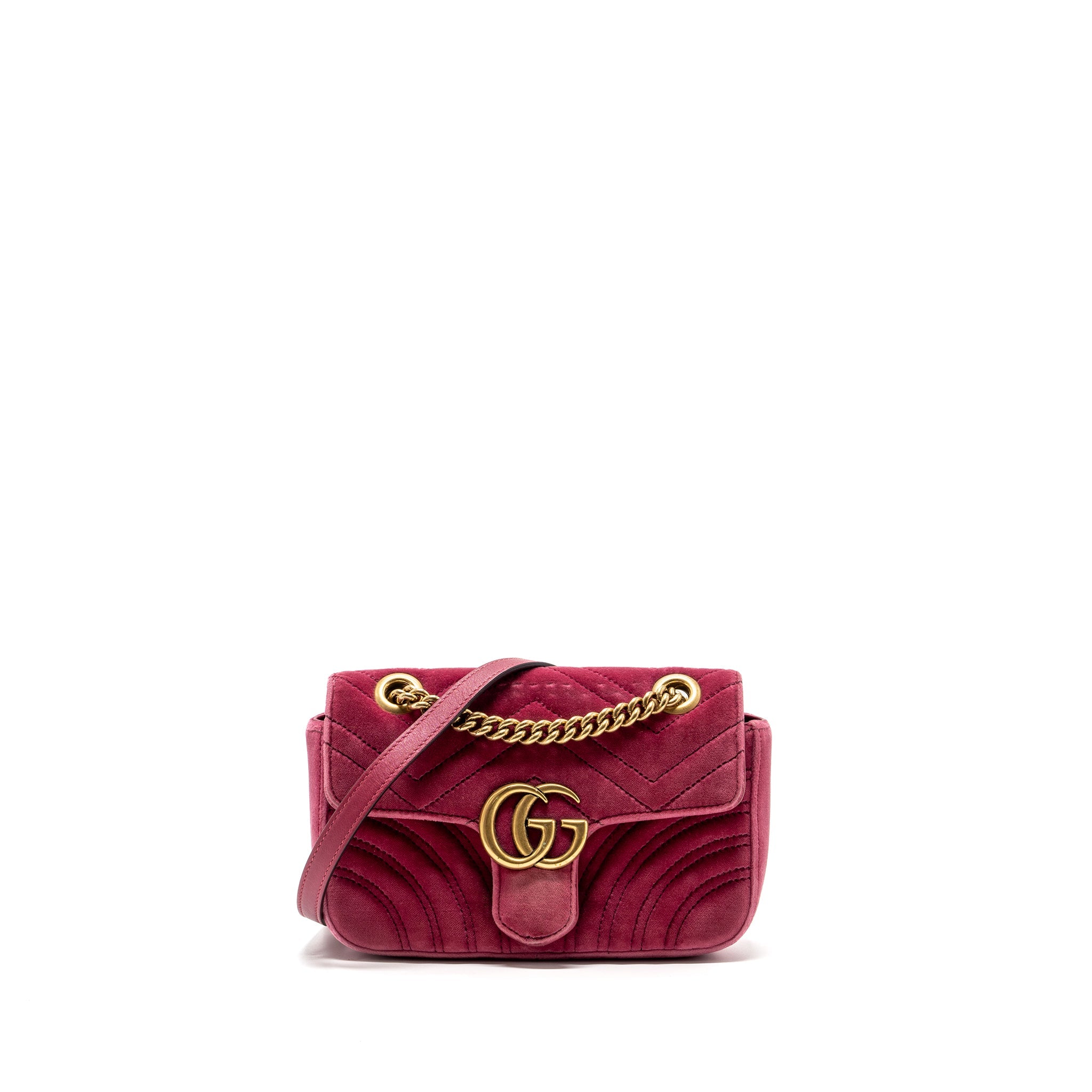 GUCCI SMALL GG MARMONT SHOULDER BAG VELVET PINK GHW