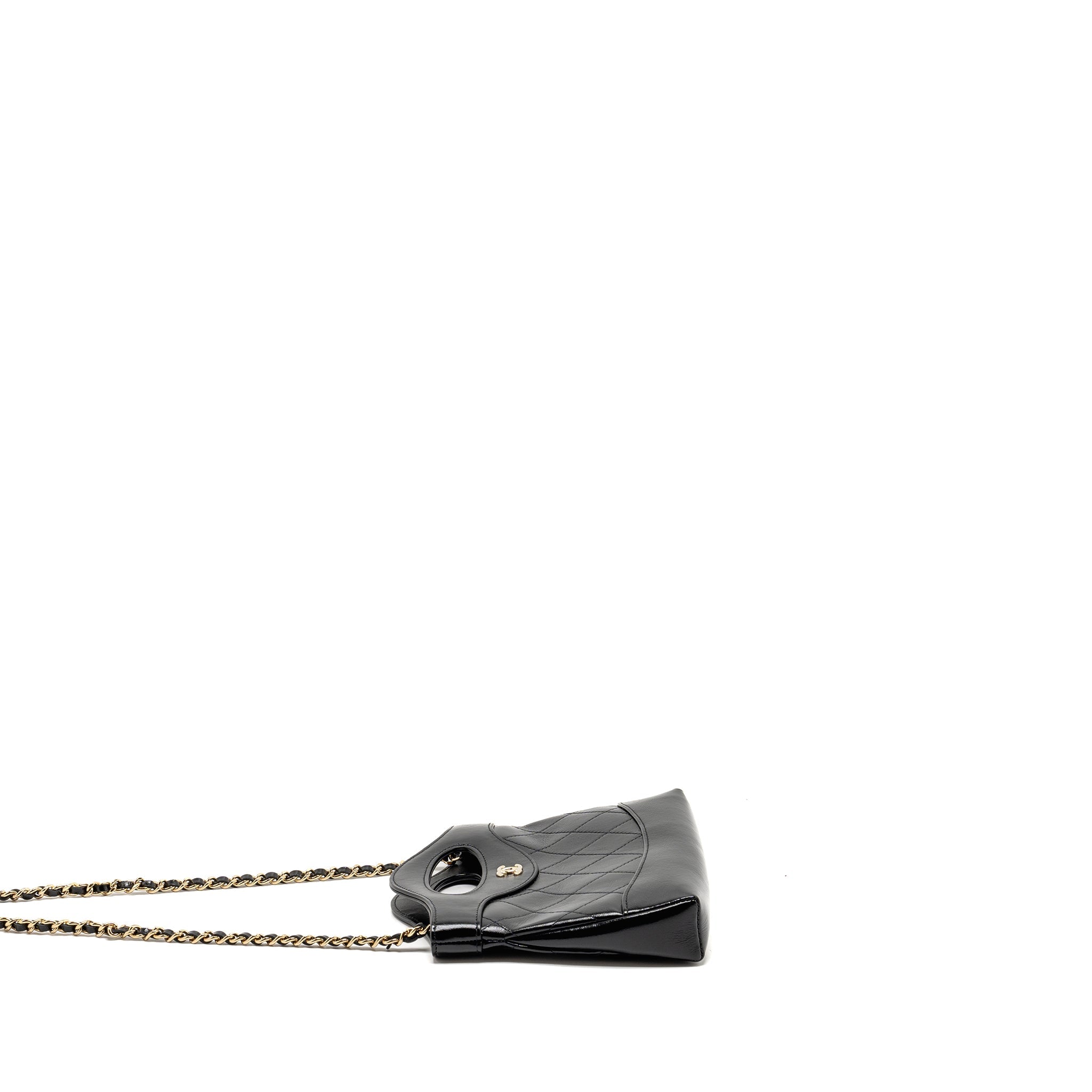 CHANEL 24C MINI 31 CLUTCH WITH CHAIN SHINY CALFSKIN BLACK LGHW (MICROCHIP)