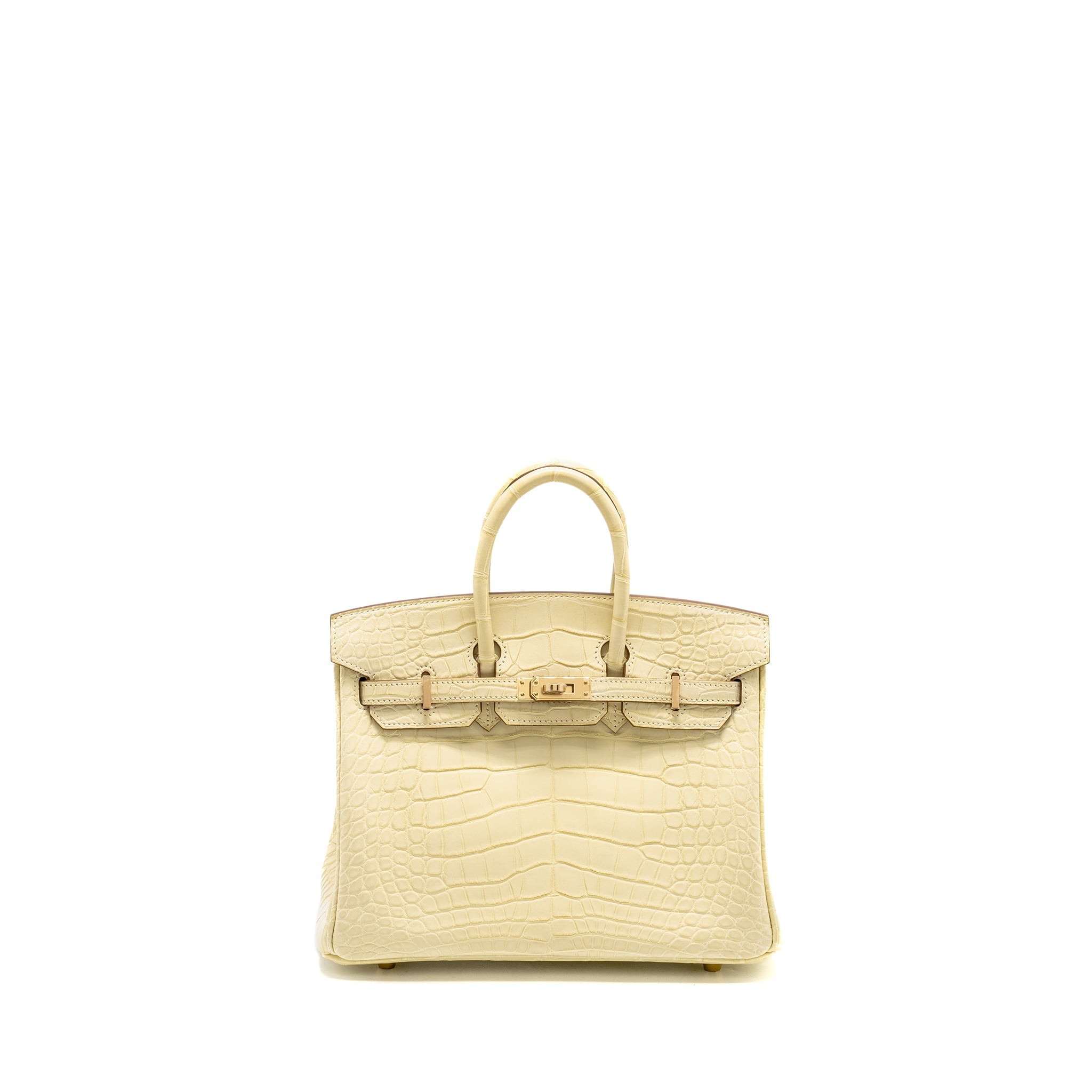 HERMES BIRKIN 25 SPECIAL ORDER MAT ALLIGATOR MISSISSIPPIENSIS VANILLE / GRIS PERLE LGHW