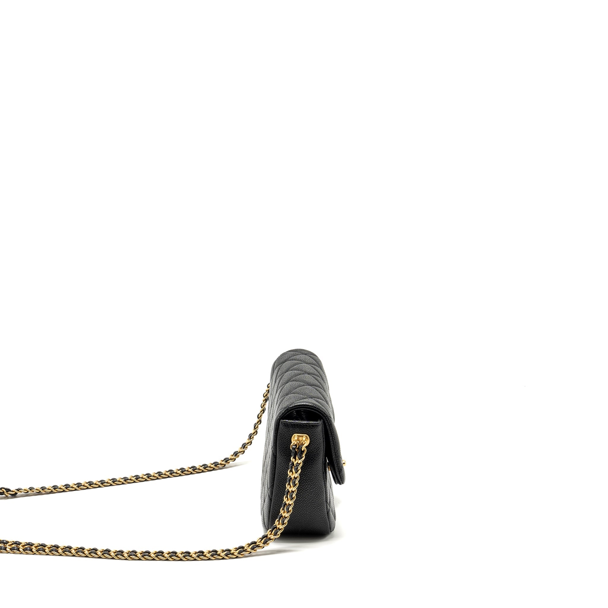 CHANEL 21A DETAILED CHAINS FLAP BAG CAVIAR BLACK GHW (MICROCHIP)