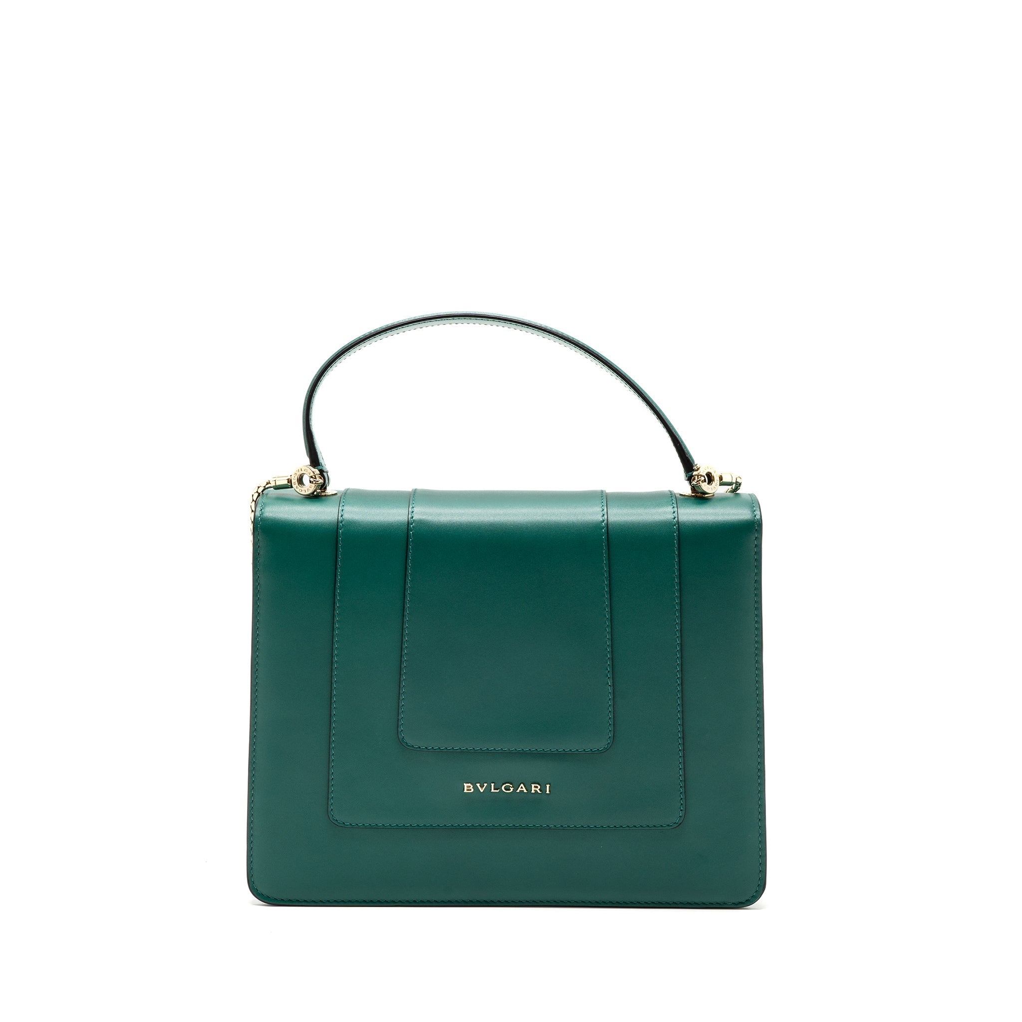 BVLGARI TOP HANDLE SERPENTI BAG CALFSKIN GREEN LGHW
