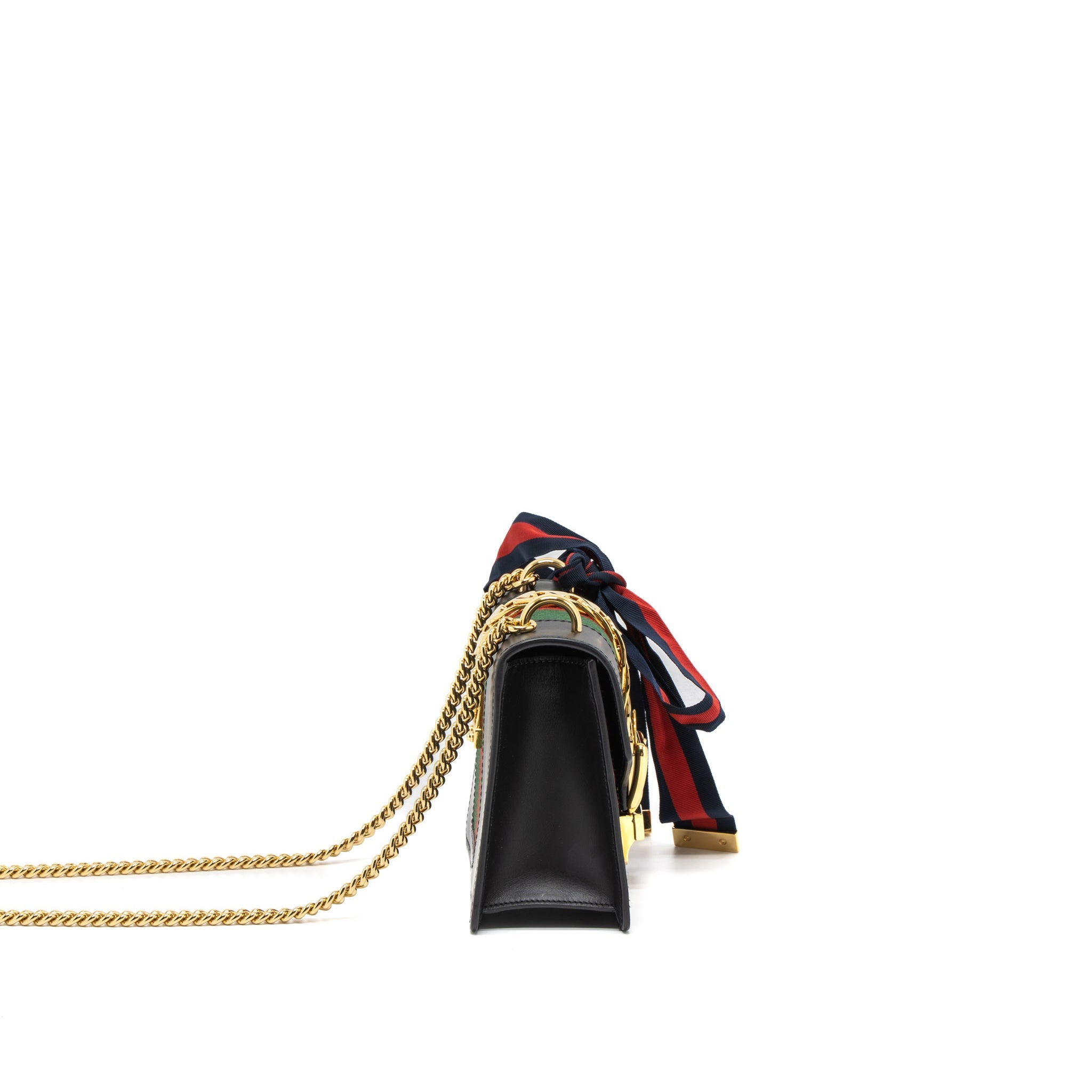 GUCCI MINI SYLVIE CHAIN BAG CALFSKIN BLACK GHW
