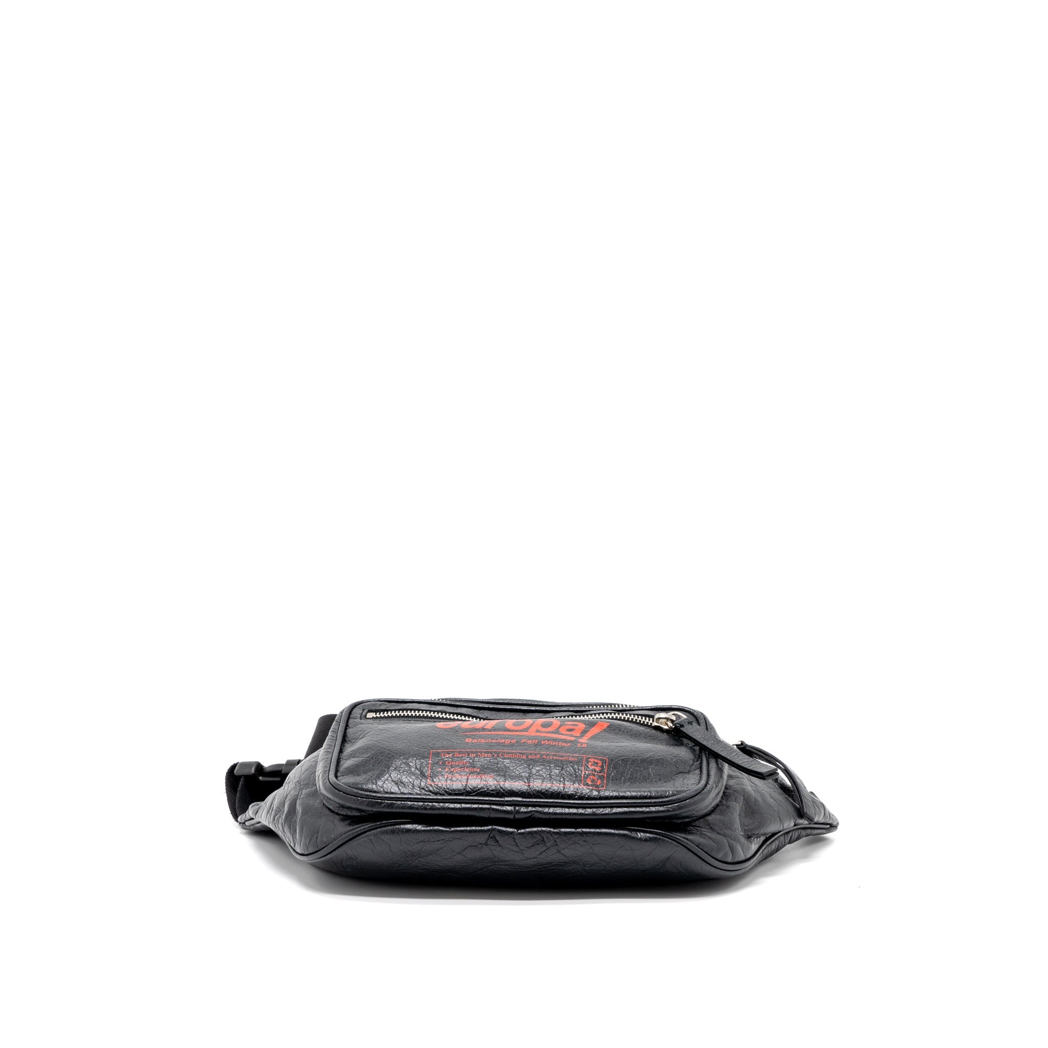 BALENCIAGA EUROPA BELT BAG CALFSKIN BLACK/RED SHW