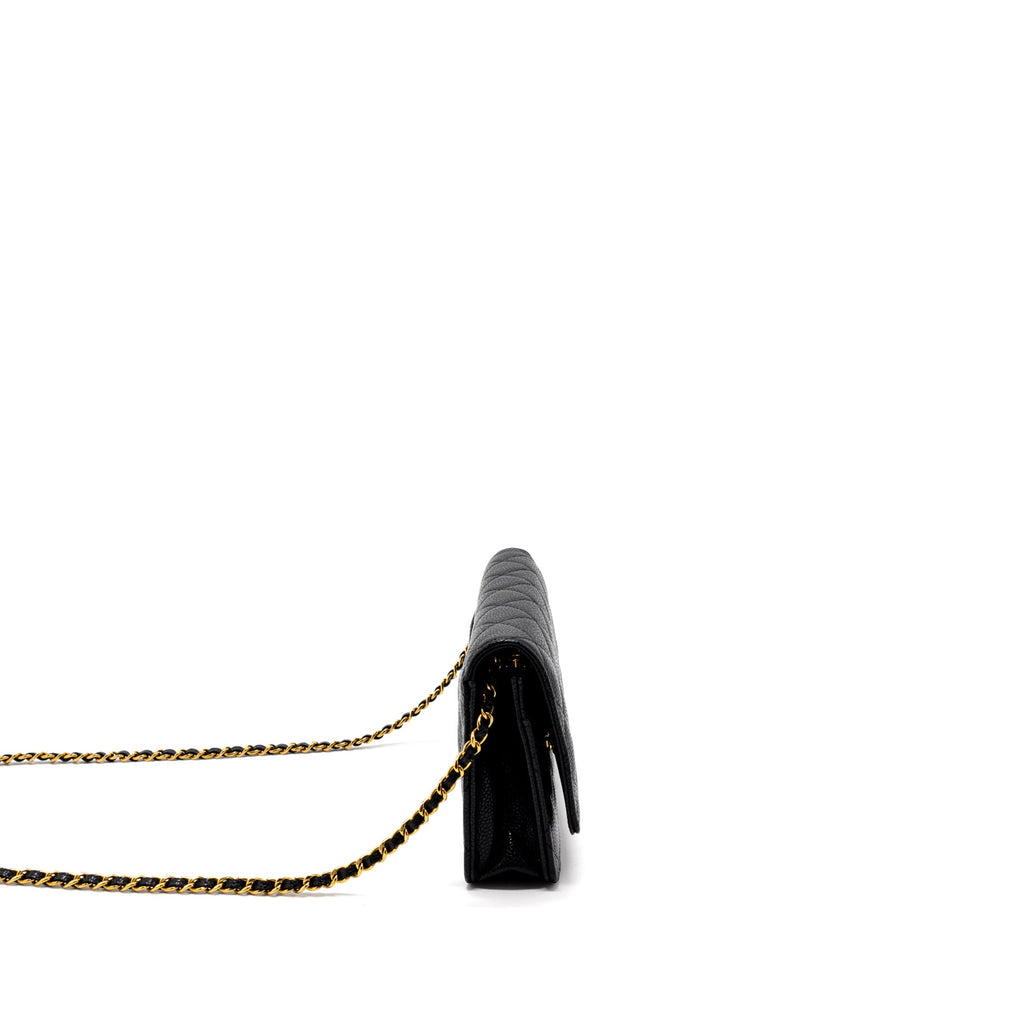 CHANEL CLASSIC WALLET ON CHAIN CAVIAR BLACK GHW (MICROCHIP)