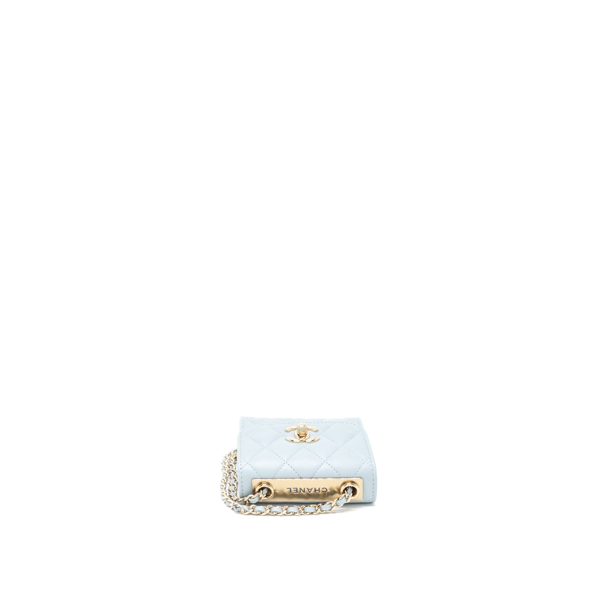 CHANEL MINI TRENDY CC CHAIN WALLET LAMBSKIN LIGHT BLUE LGHW (MICROCHIP)