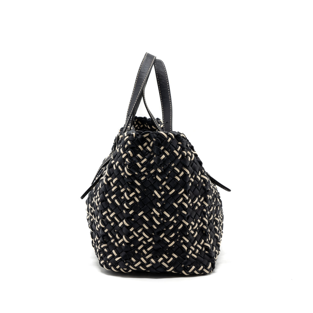 BOTTEGA VENETA TOTE BAG LEATHER DARK BLUE MULTICOLOUR BLACK HARDWARE