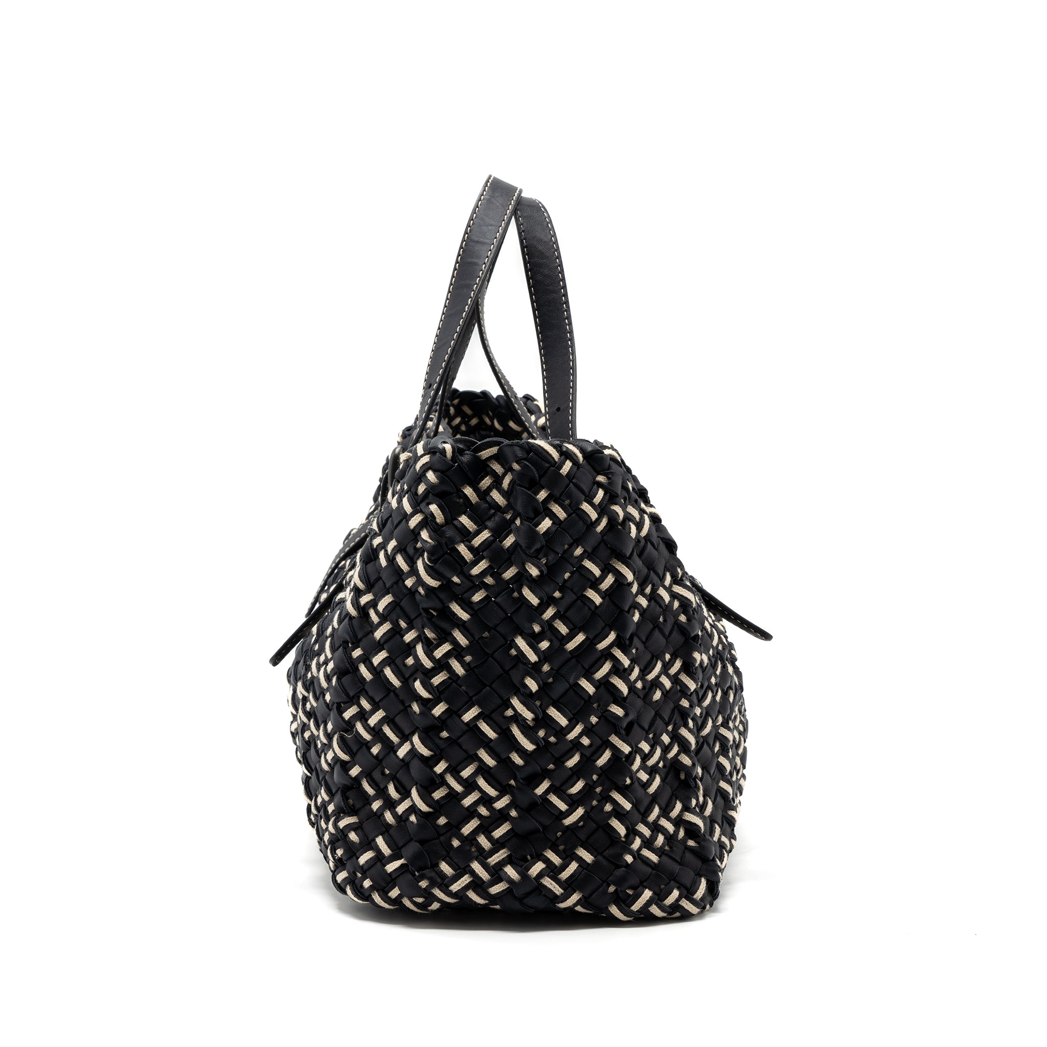 BOTTEGA VENETA TOTE BAG LEATHER DARK BLUE MULTICOLOUR BLACK HARDWARE