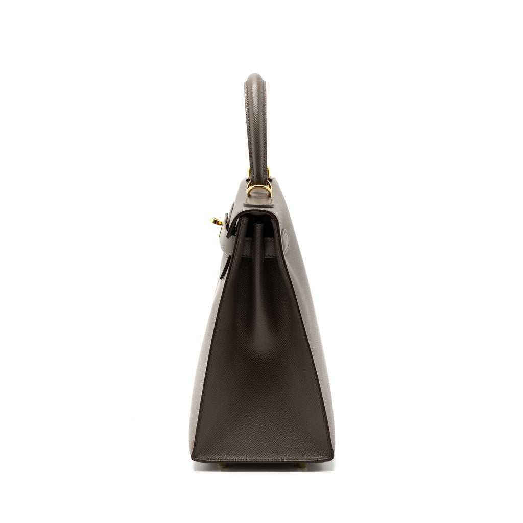HERMES KELLY28 SELLIER EPSOM GRIS ETAIN GHW