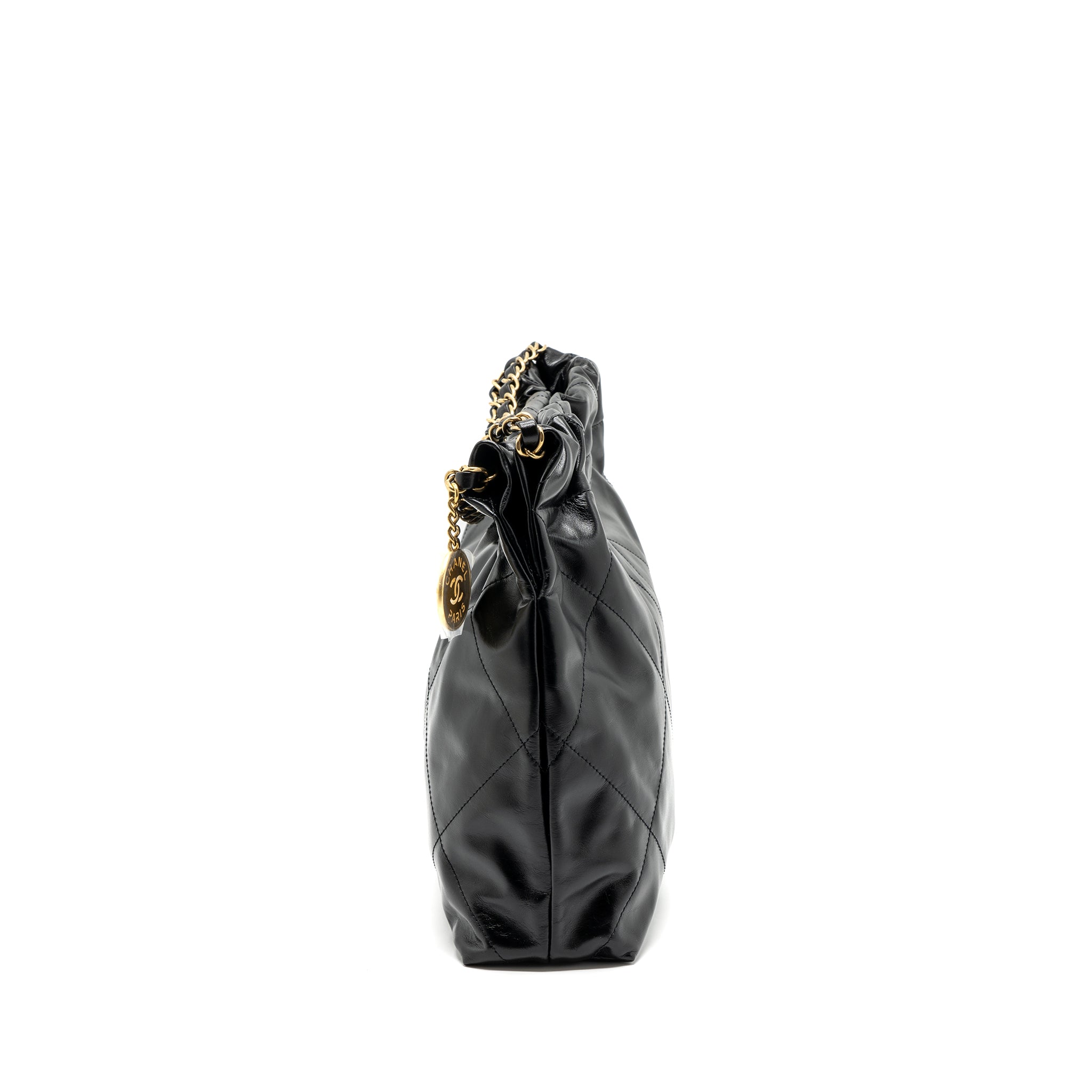 CHANEL 24C 22 BAG CALFSKIN BLACK GHW (MICROCHIP)