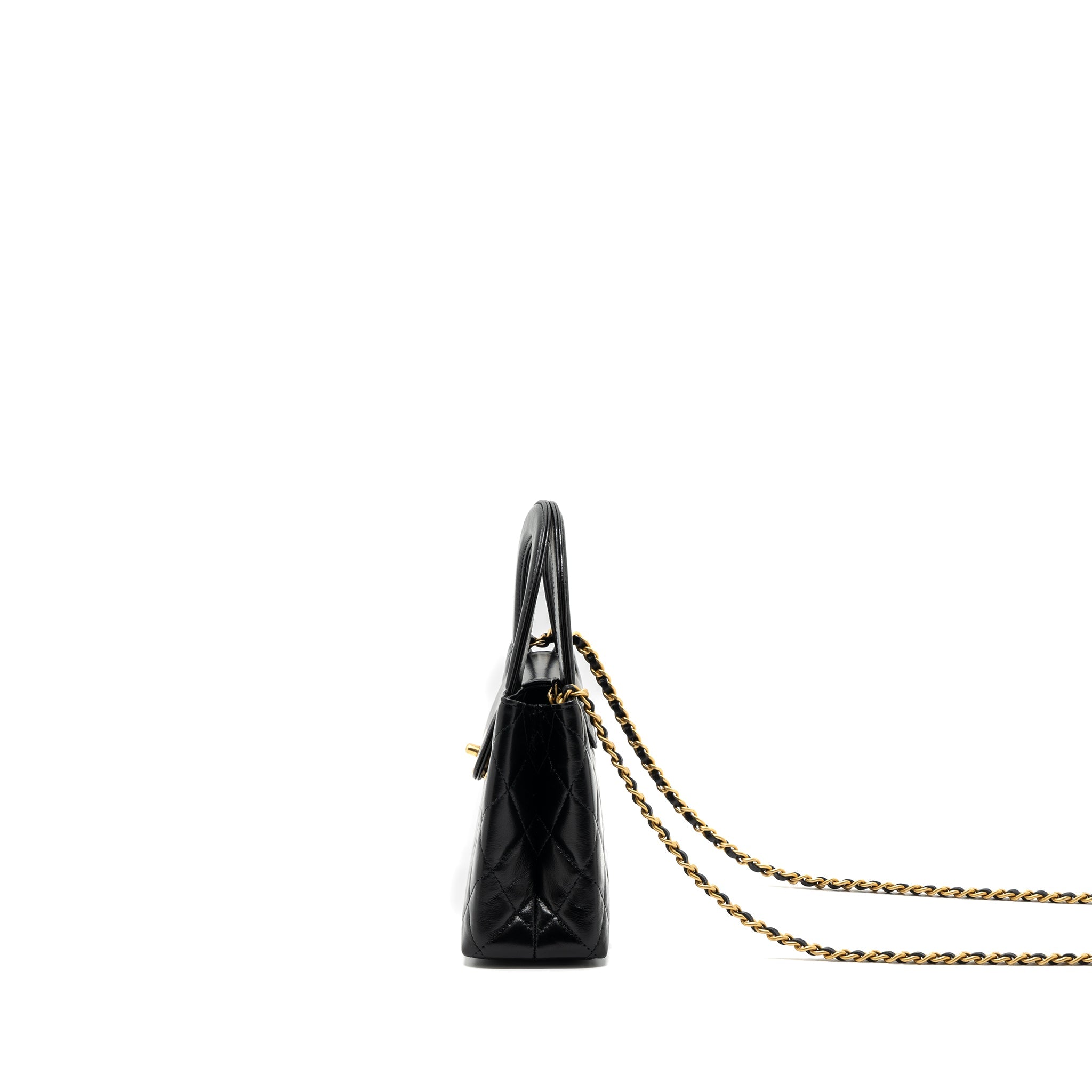 CHANEL 23K MINI SHOPPING TOTE CALFSKIN BLACK BRUSHED GHW(MICROCHIP)