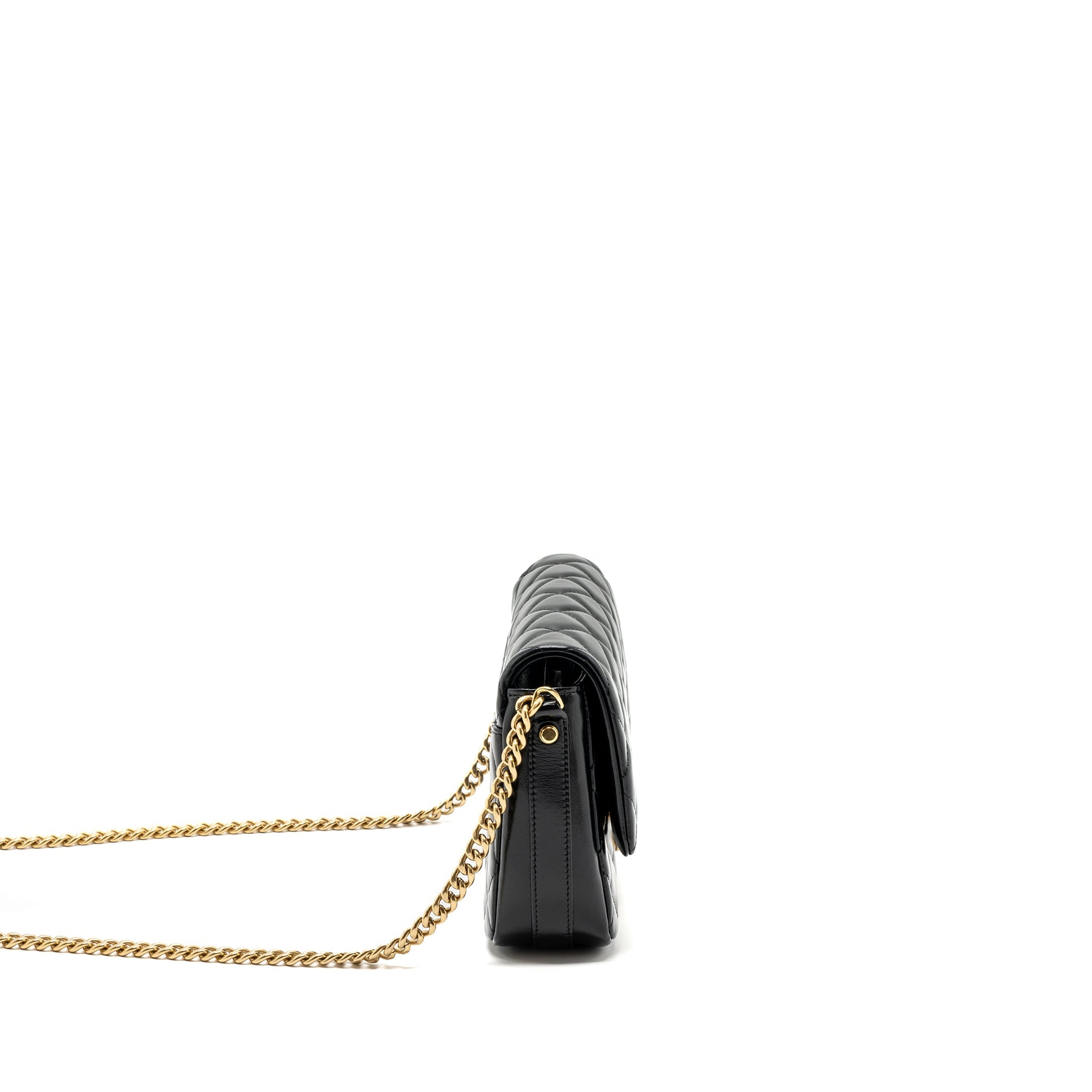 CHANEL GIANT CC LOGO FLAP BAG LAMBSKIN BLACK GHW(MICROCHIP)