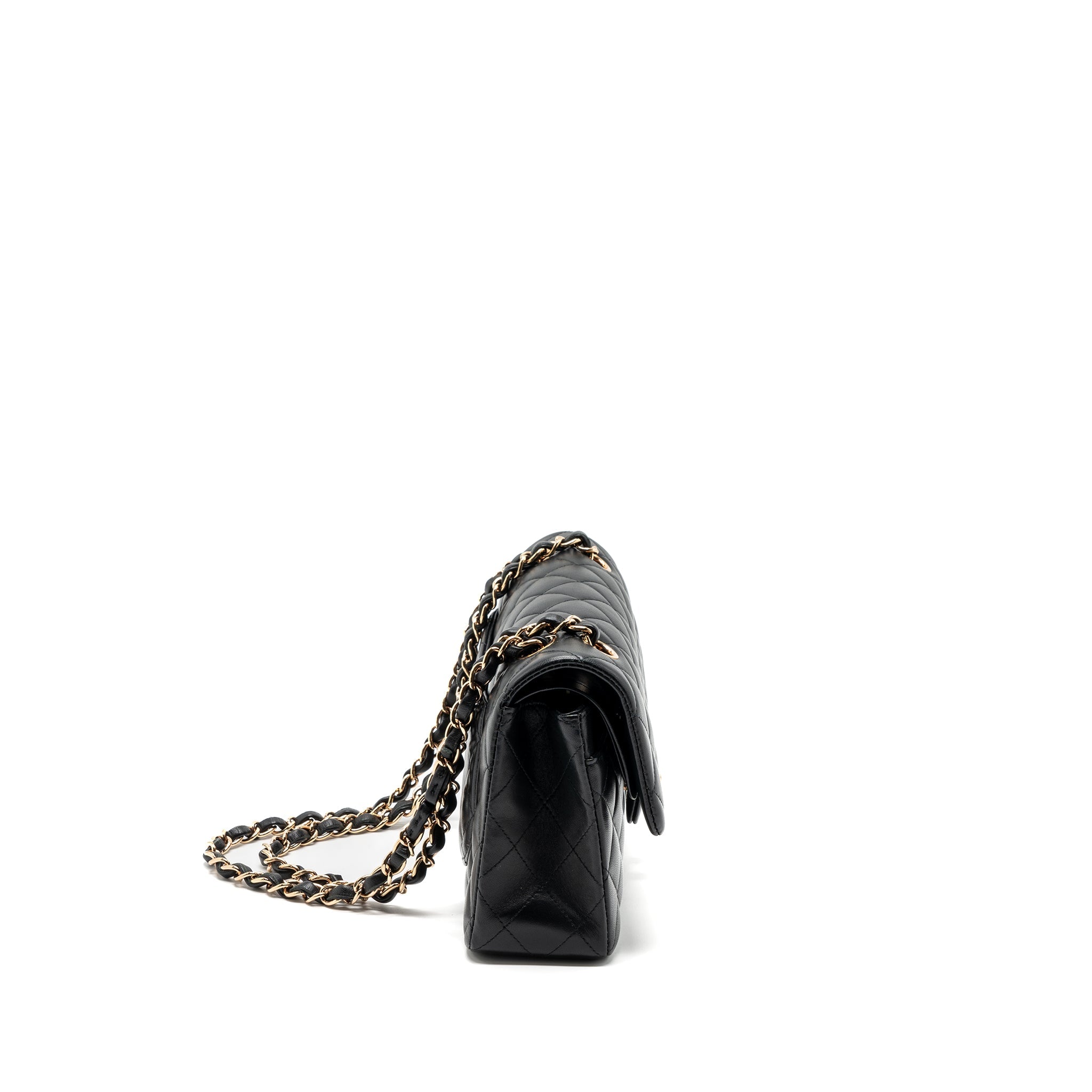 CHANEL SMALL CLASSIC DOUBLE FLAP BAG LAMBSKIN BLACK RGHW(MICROCHIP)