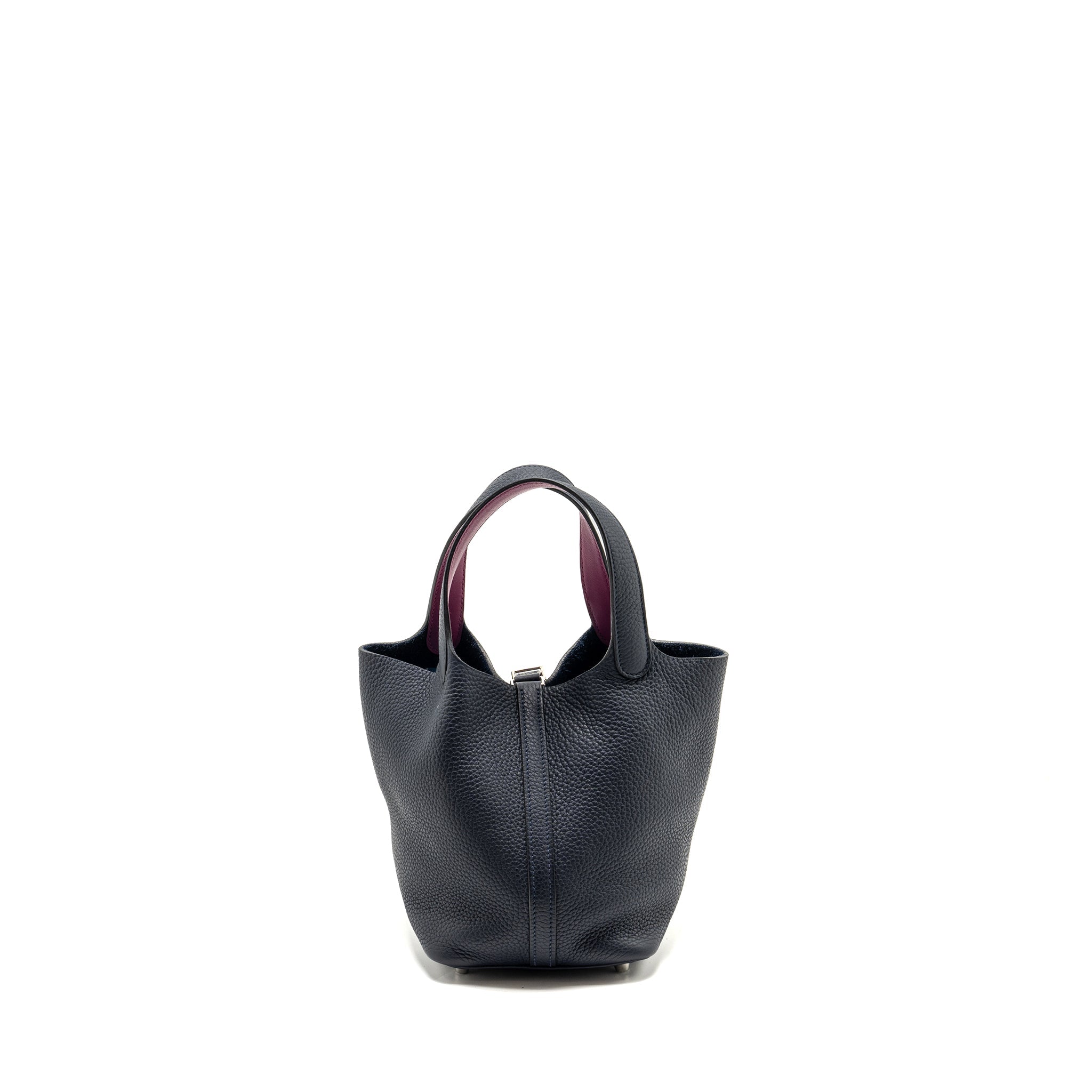 HERMES PICOTIN 18 LOCK BAG CLEMENCE BLUE NUIT / ROSE POURPRE SHW