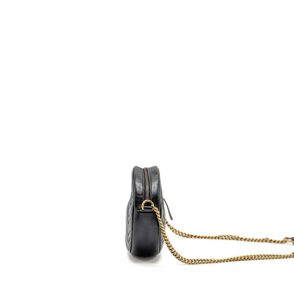 GUCCI GG MARMONT ROUND CROSSBODY BAG CALFSKIN BLACK GHW