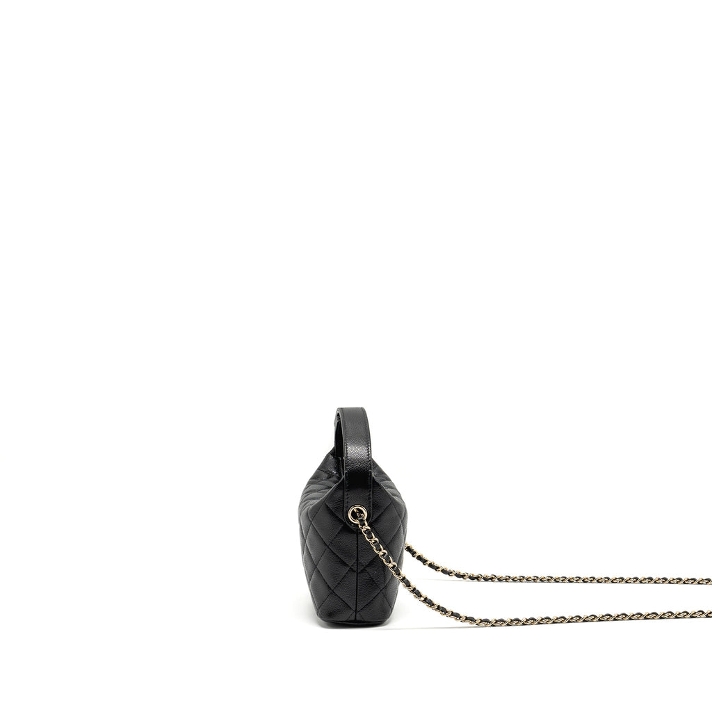 CHANEL 25C QUILTED HOBO BAG CAVIAR BLACK GHW (MICROCHIP)