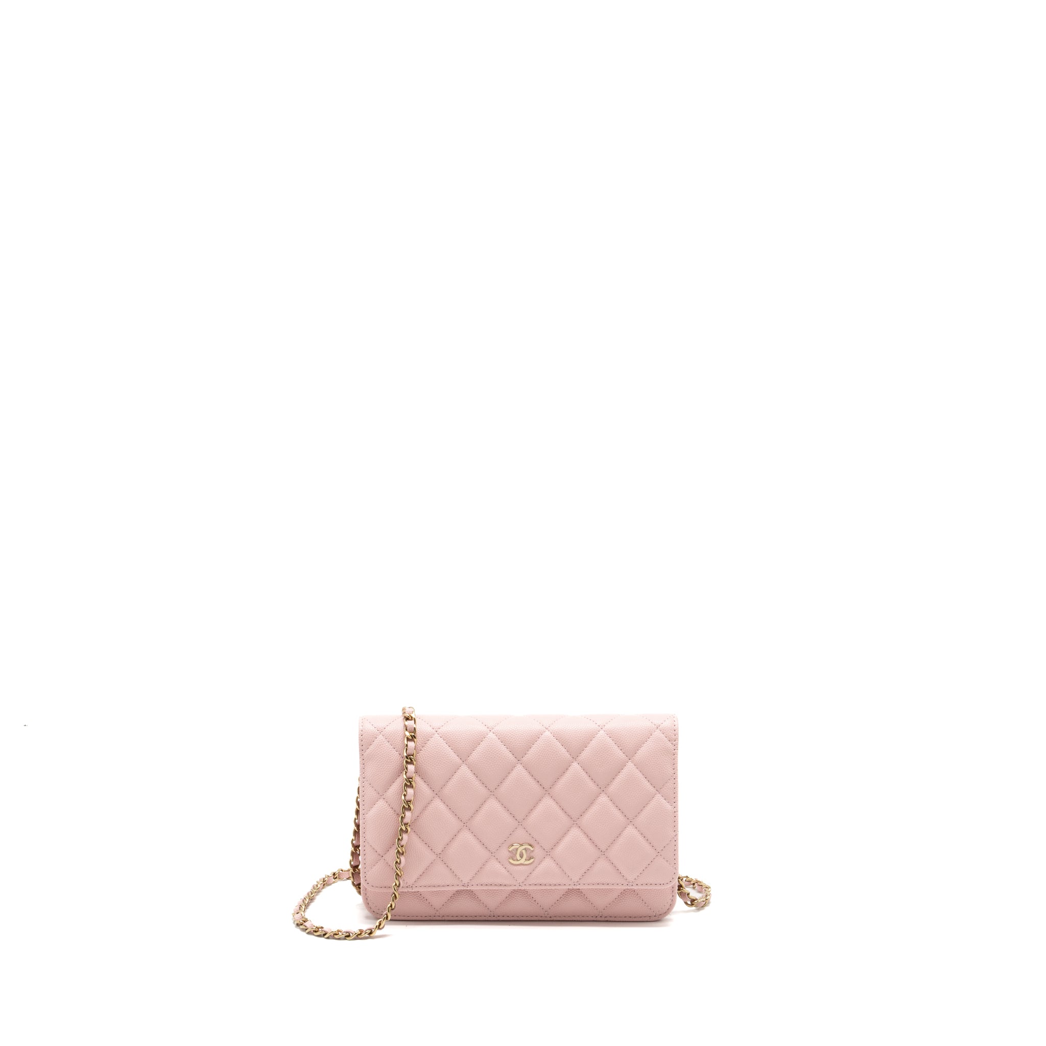 CHANEL CLASSIC WALLET ON CHAIN CAVIAR LIGHT PINK LGHW(MICROCHIP)
