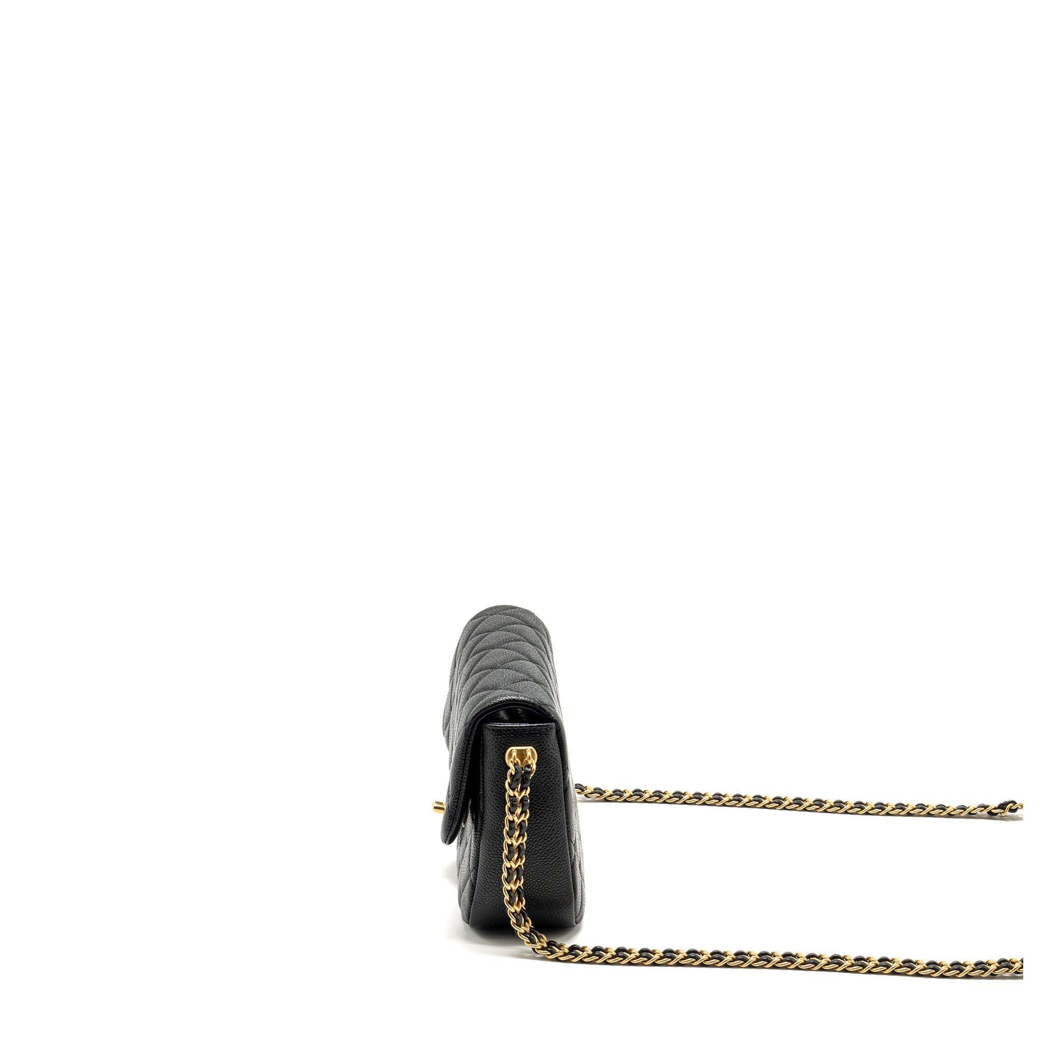 CHANEL 21A DETAILED CHAINS FLAP BAG CAVIAR BLACK GHW (MICROCHIP)