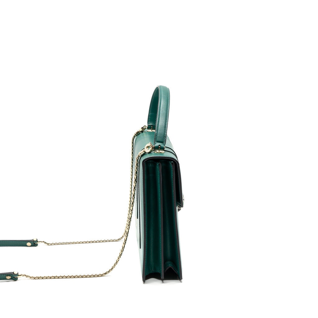 BVLGARI TOP HANDLE SERPENTI BAG CALFSKIN GREEN LGHW