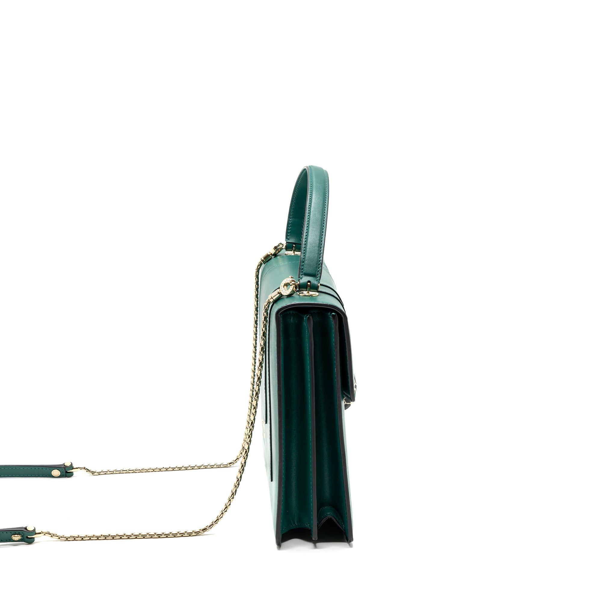 BVLGARI TOP HANDLE SERPENTI BAG CALFSKIN GREEN LGHW
