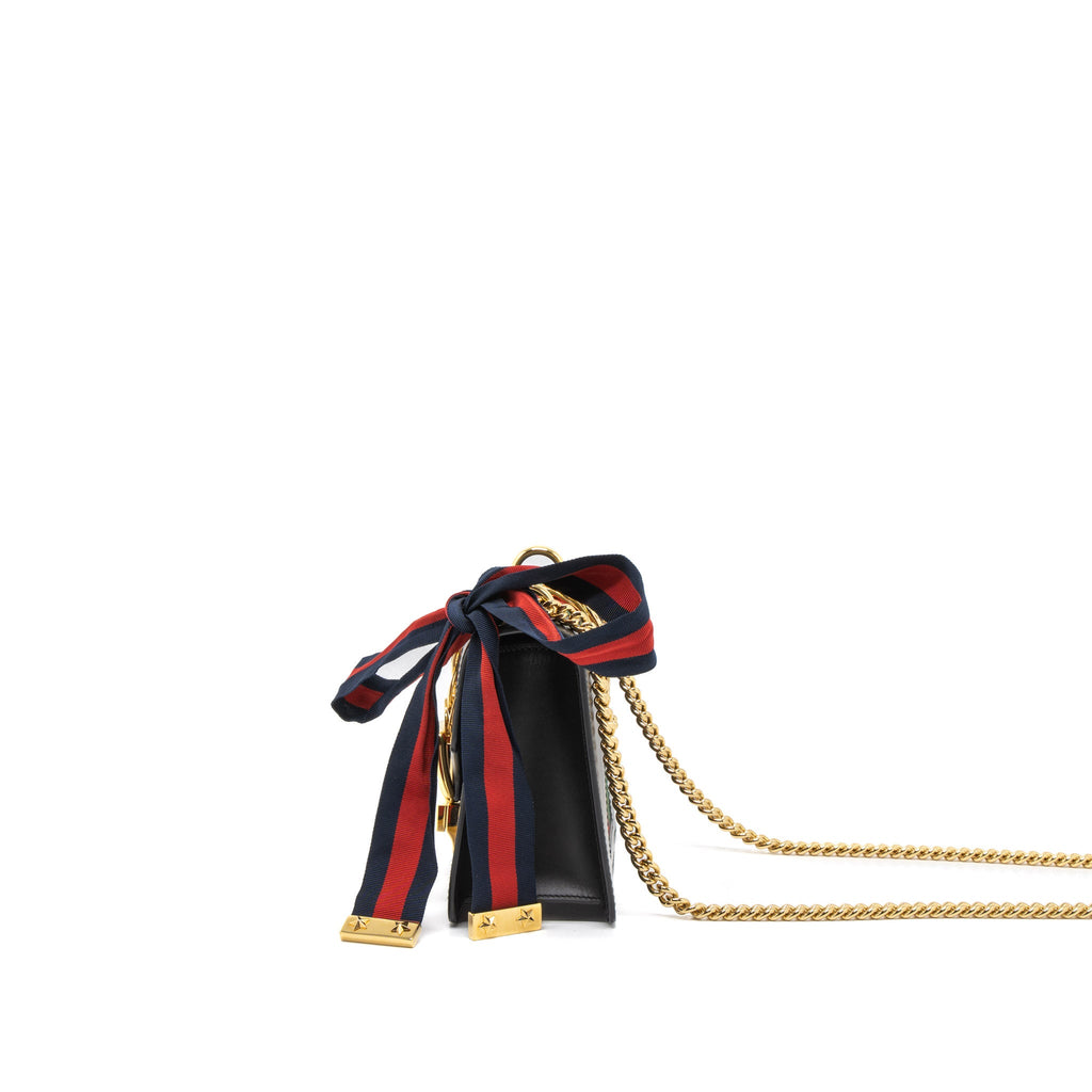 GUCCI MINI SYLVIE CHAIN BAG CALFSKIN BLACK GHW