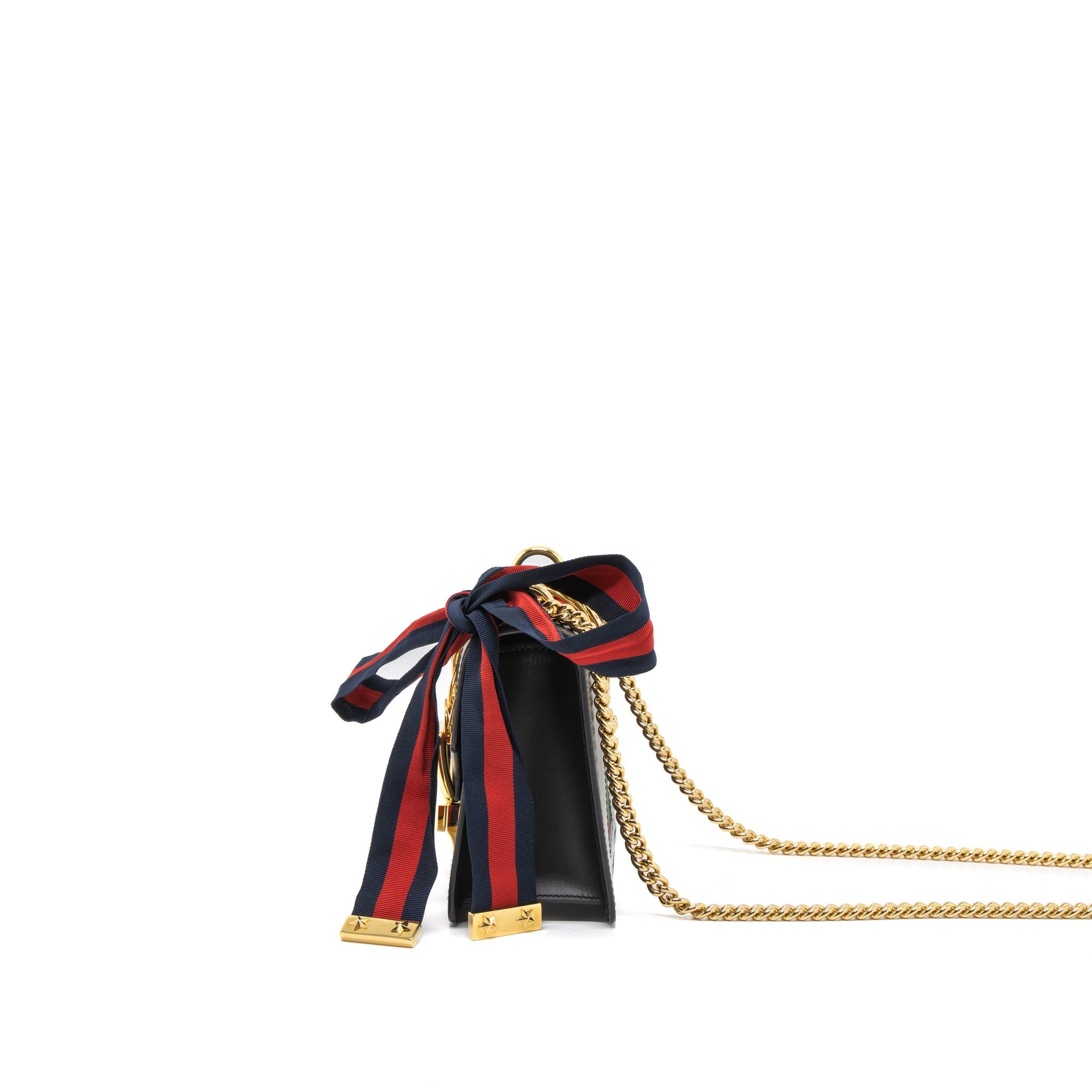 GUCCI MINI SYLVIE CHAIN BAG CALFSKIN BLACK GHW