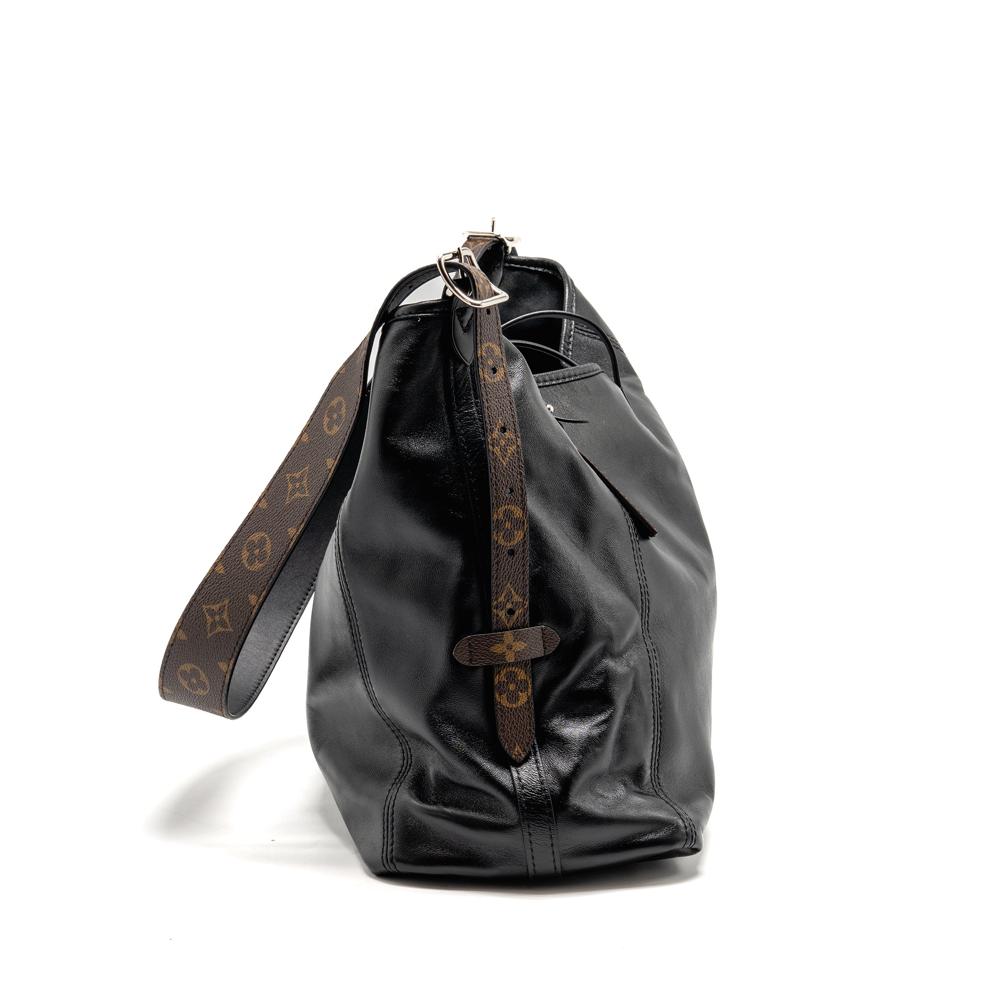 LOUIS VUITTON CARRYALL VIBE MM LAMBSKIN/MONOGRAM CANVAS BLACK SHW