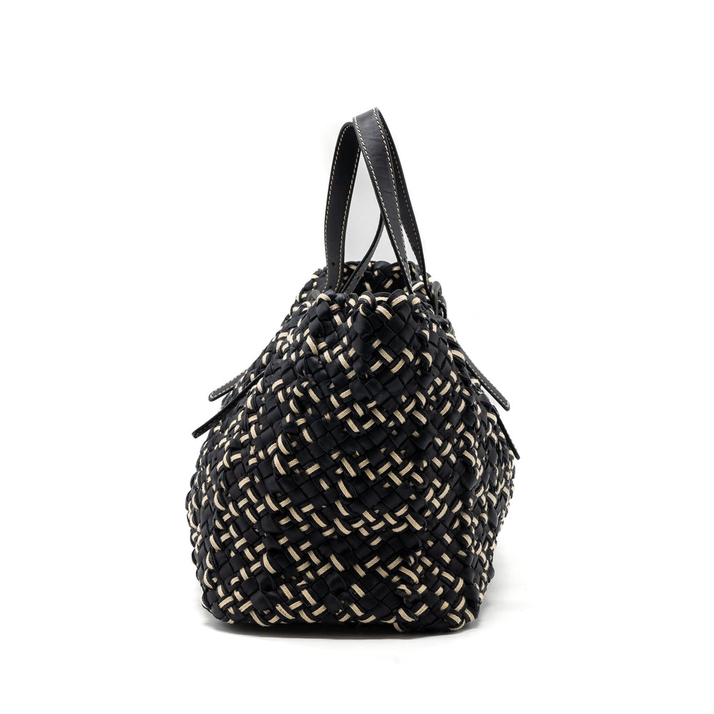 BOTTEGA VENETA TOTE BAG LEATHER DARK BLUE MULTICOLOUR BLACK HARDWARE