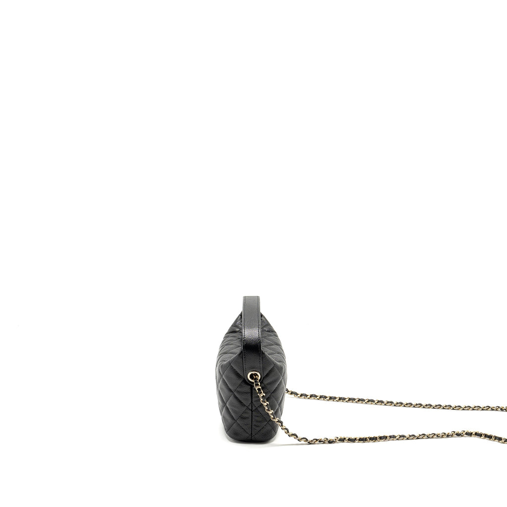 CHANEL 25C QUILTED HOBO BAG CAVIAR BLACK LGHW (MICROCHIP)