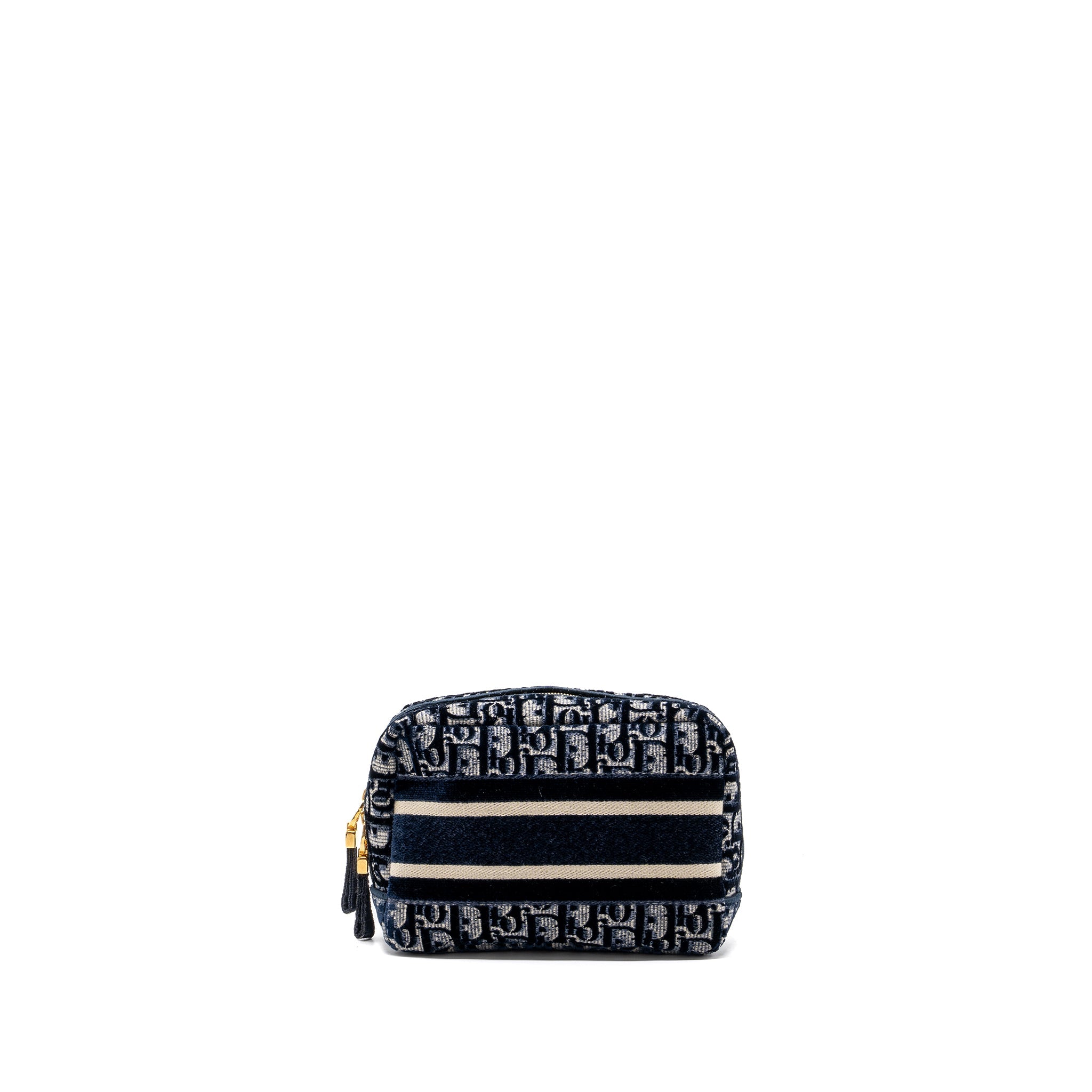 DIOR BEAUTY POUCH BLUE DIOR OBLIQUE JACQUARD/VELVET GHW