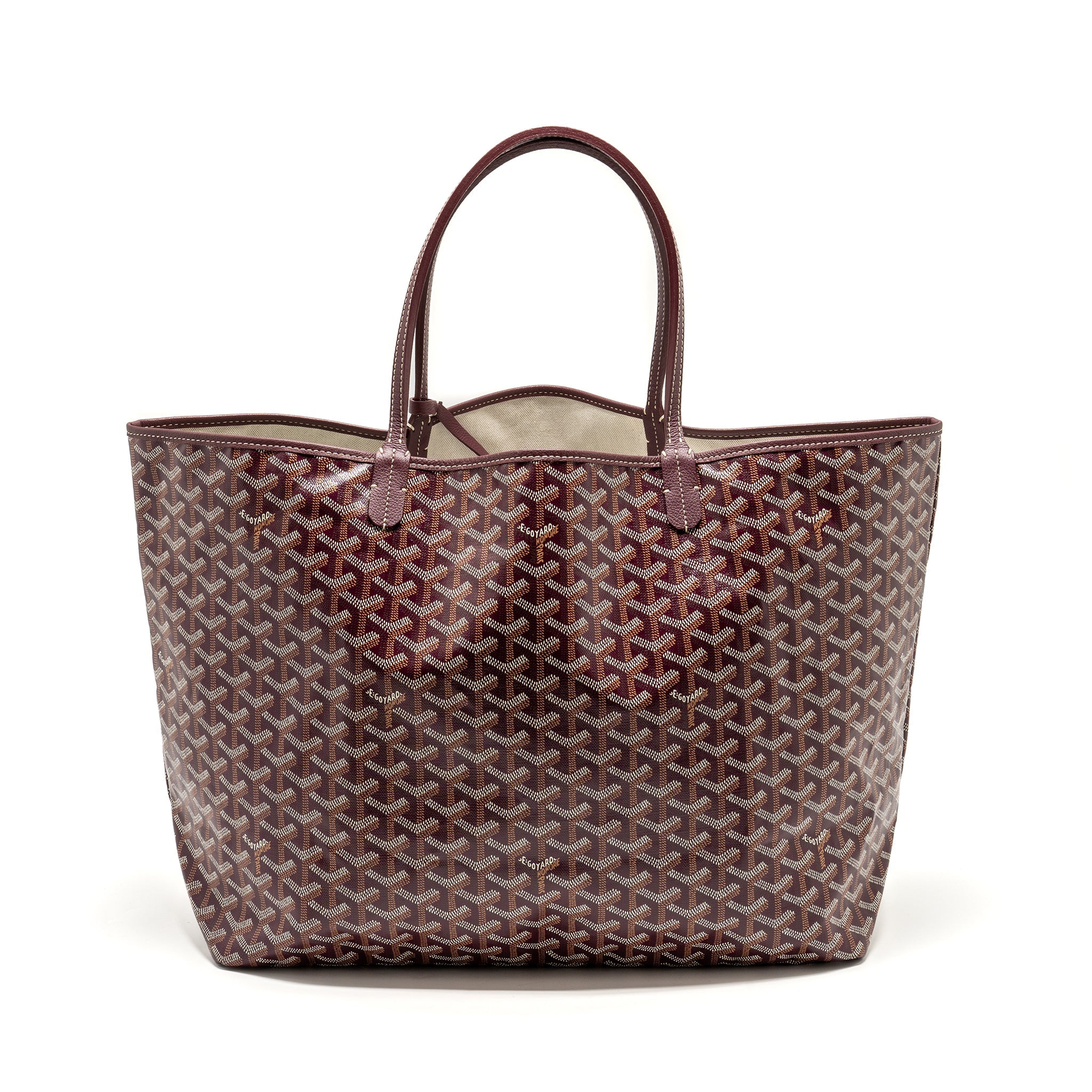 GOYARD SAINT LOUIS GM TOTE BAG GOYARDINE CANVAS/CALFSKIN BURGUNDY SHW