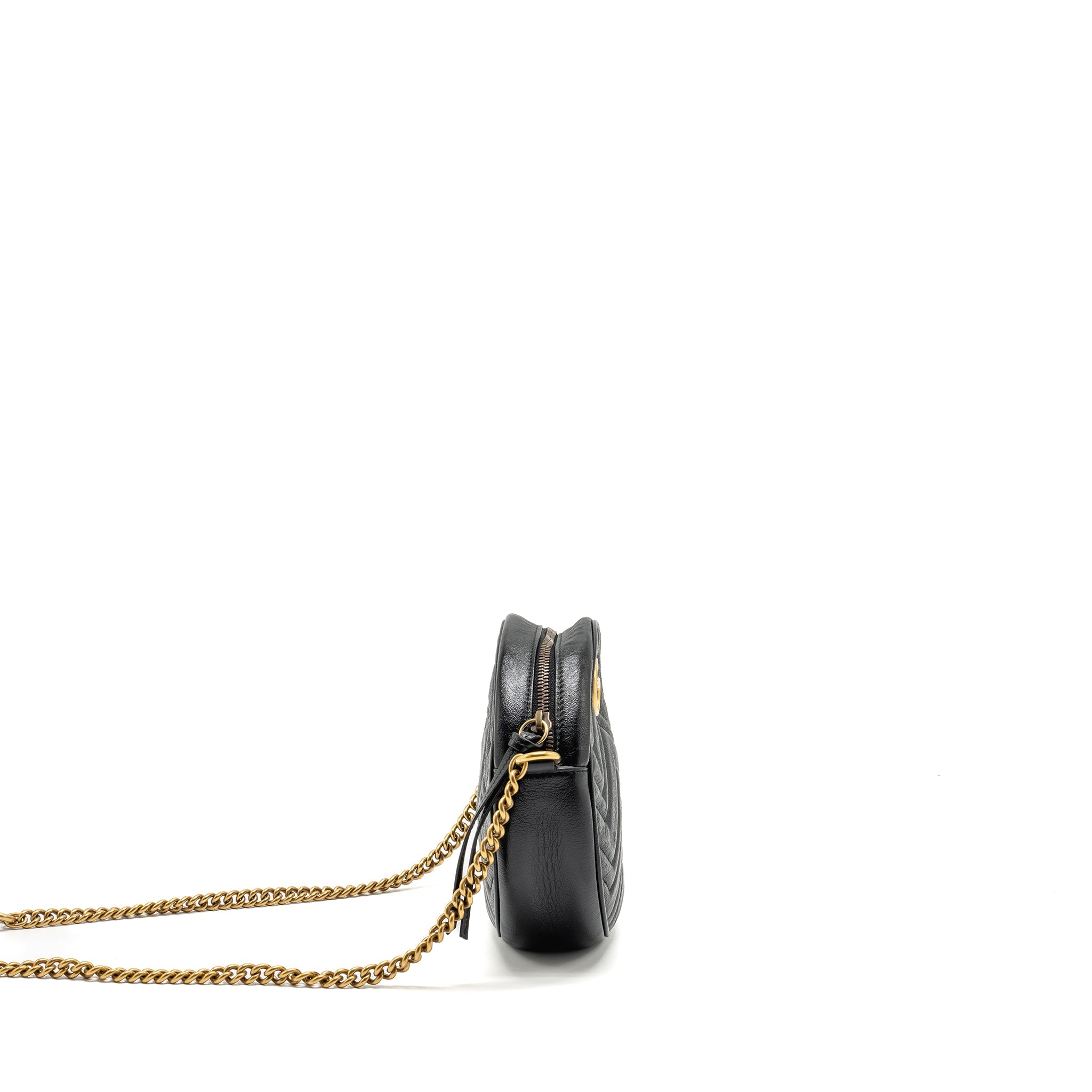 GUCCI GG MARMONT ROUND CROSSBODY BAG CALFSKIN BLACK GHW