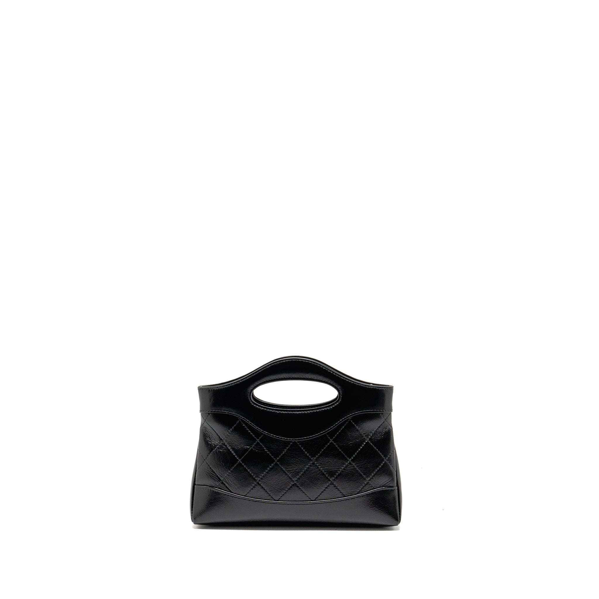 CHANEL 24C MINI 31 CLUTCH WITH CHAIN SHINY CALFSKIN BLACK LGHW (MICROCHIP)
