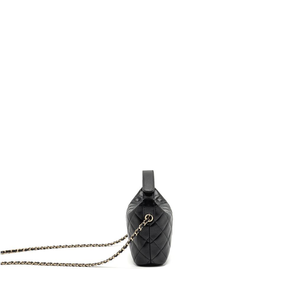 CHANEL 25C QUILTED HOBO BAG CAVIAR BLACK GHW (MICROCHIP)