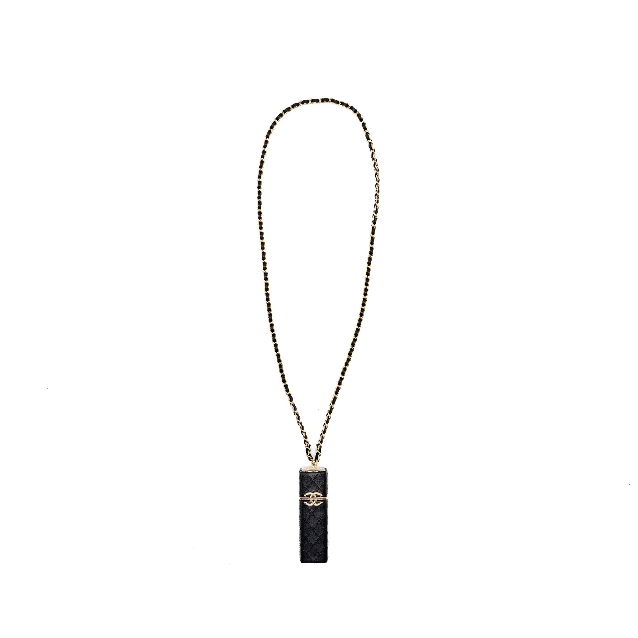 CHANEL LIPSTICK CASE ON CHAIN LAMBSKIN BLACK LGHW
