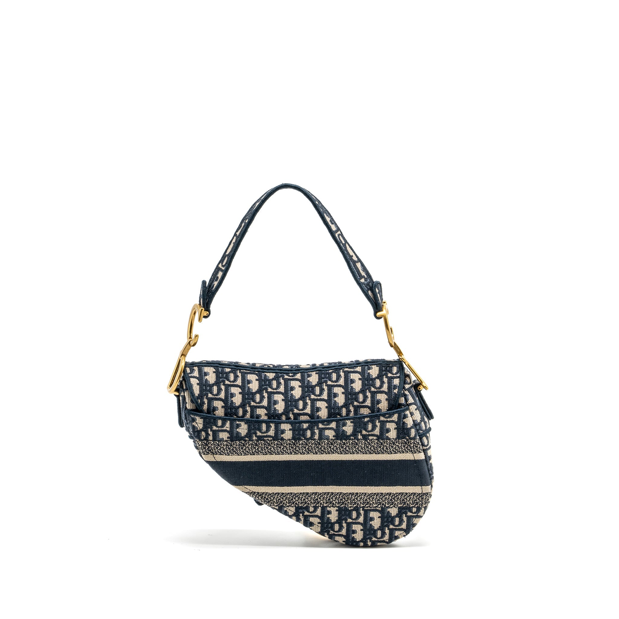 DIOR MEDIUM SADDLE BLUE OBLIQUE EMBROIDERY GHW