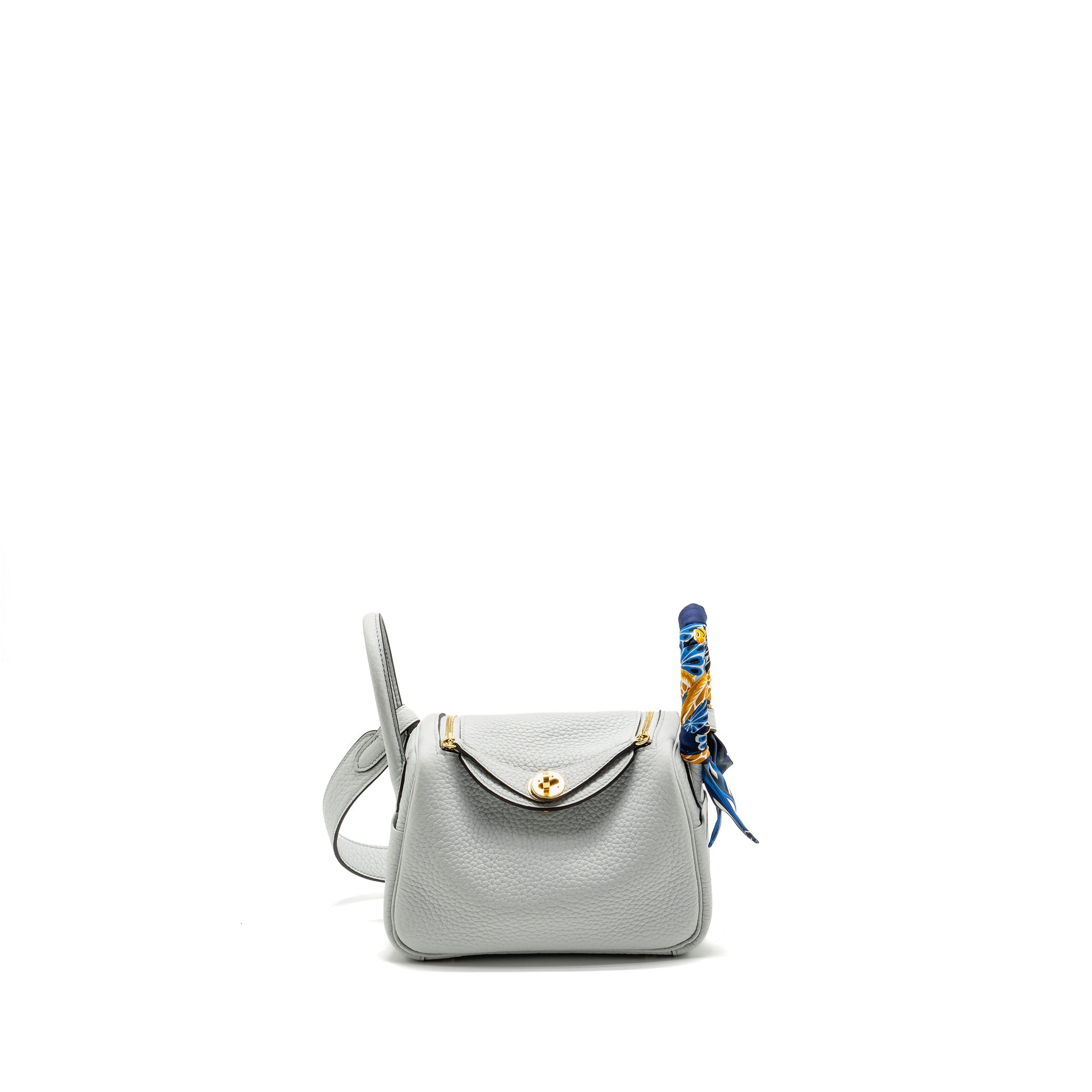 HERMES MINI LINDY CLEMENCE BLEU PALE GHW