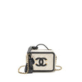 CHANEL CC FILIGREE VANITY CASE CAVIAR WHITE/BLACK GHW