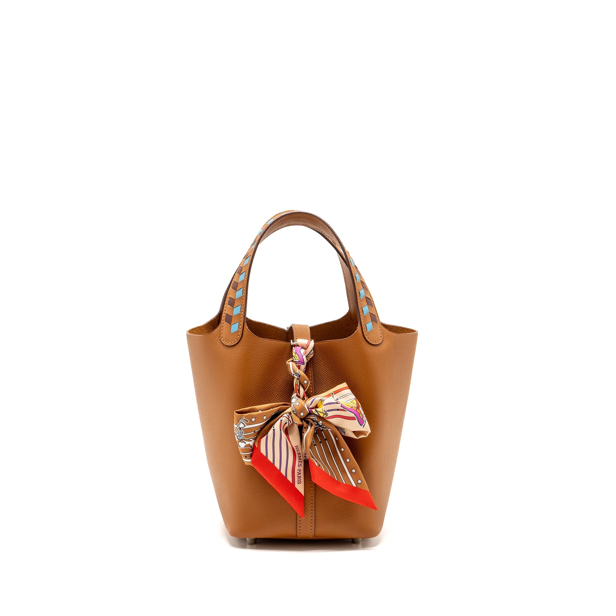 HERMES PICOTIN 18 LOCK BAG EPSOM GOLD / BLUE NORD / ROUGE H SHW