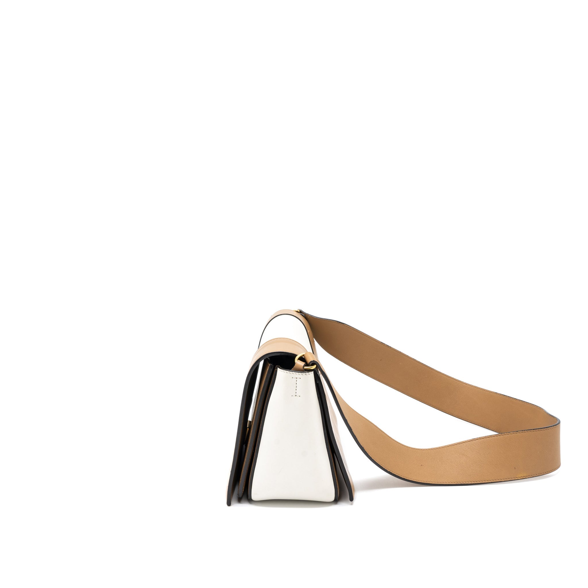 CELINE FRAME BAG CALFSKIN CREAM/BROWN BRUSHED GHW