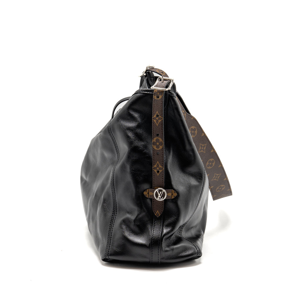 LOUIS VUITTON CARRYALL VIBE MM LAMBSKIN/MONOGRAM CANVAS BLACK SHW