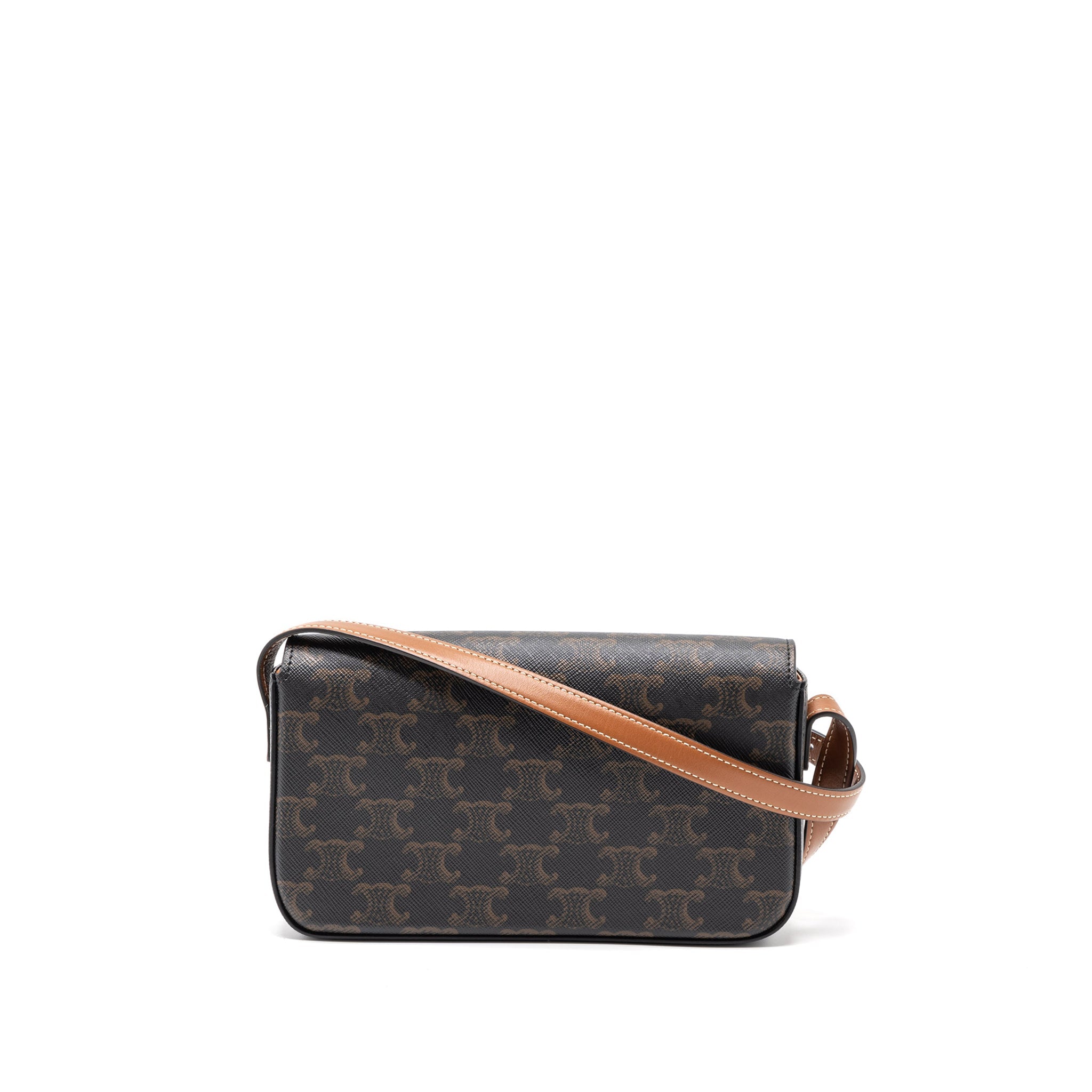 CELINE TRIOMPHE SHOULDER BAG CALFSKIN/TRIOMPHE CANVAS BROWN/MULTICOLOUR GHW