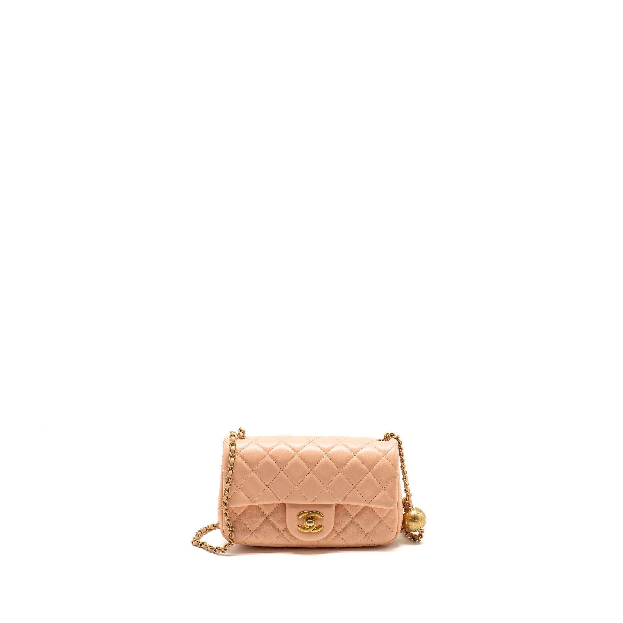 CHANEL PEARL CRUSH MINI RECTANGULAR FLAP BAG LAMBSKIN PINK GHW (MICROCHIP)
