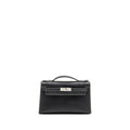 HERMES KELLY POCHETTE SPECIAL ORDER SWIFT BLACK/ GRIS PERLE SHW