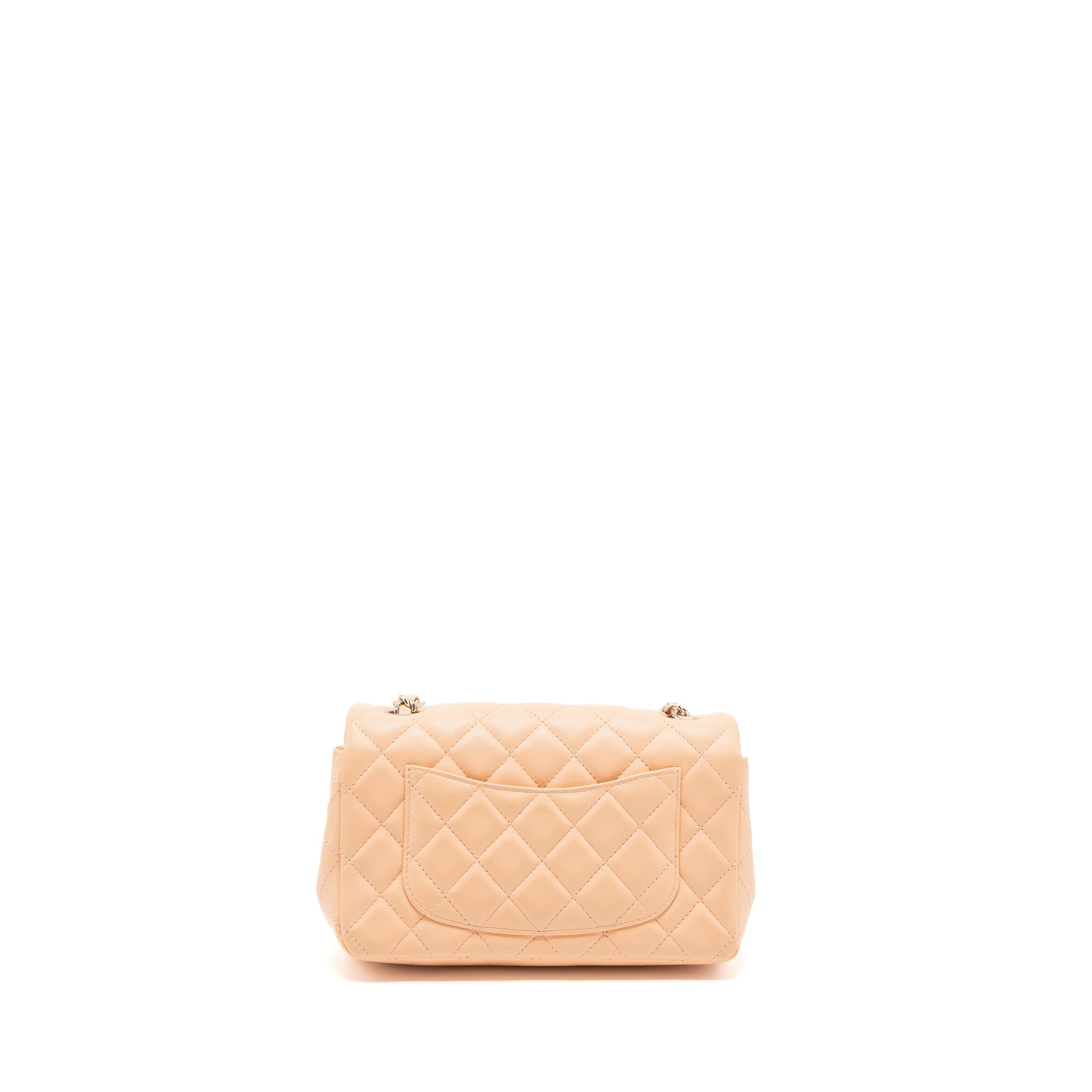 CHANEL MINI RECTANGULAR FLAP BAG LAMBSKIN PINK SHW