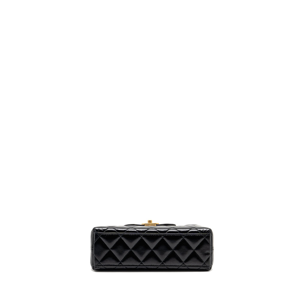 CHANEL MINI KELLY SHOPPING TOTE BAG CALFSKIN BLACK GHW (MICROCHIP)