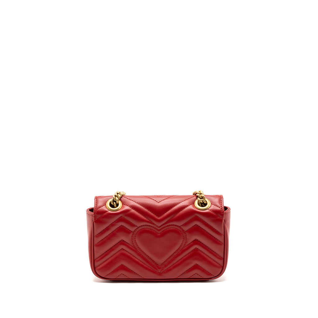 GUCCI SMALL GG MARMONT SHOULDER BAG CALFSKIN RED GHW