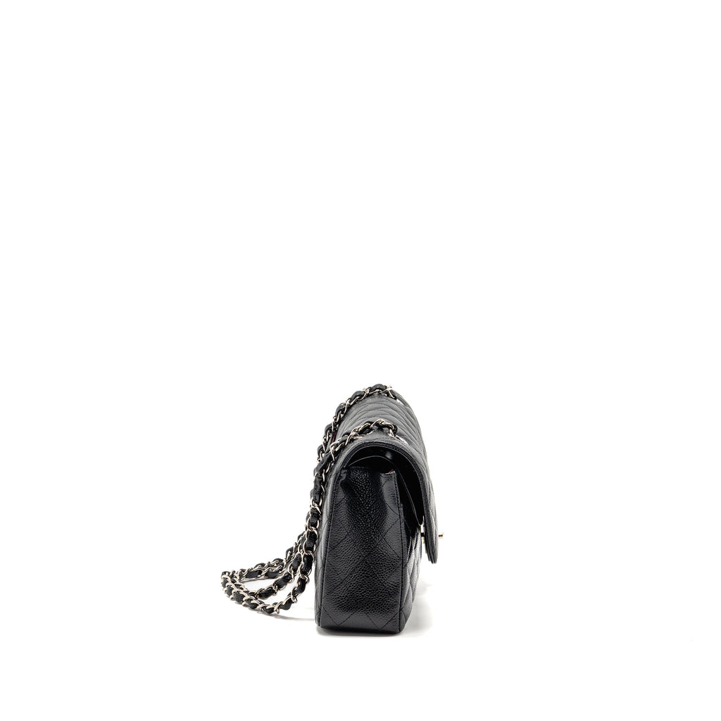 CHANEL MEDIUM CLASSIC DOUBLE FLAP BAG CAVIAR BLACK SHW
