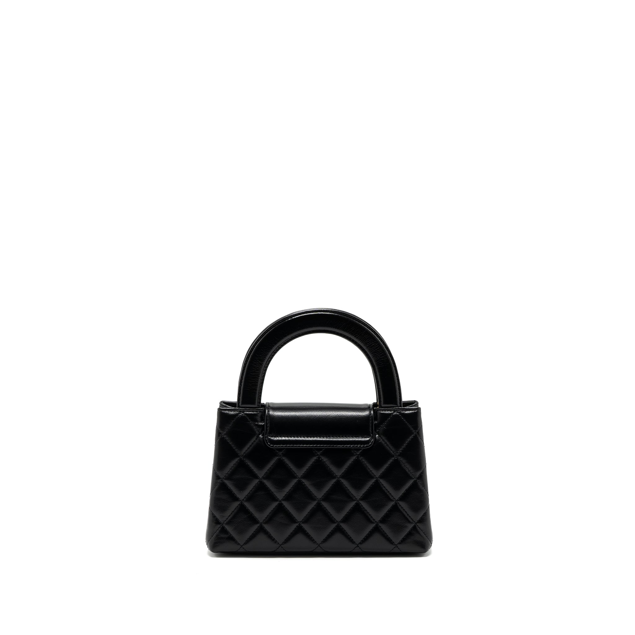 CHANEL 23K MINI SHOPPING TOTE CALFSKIN BLACK BRUSHED GHW(MICROCHIP)
